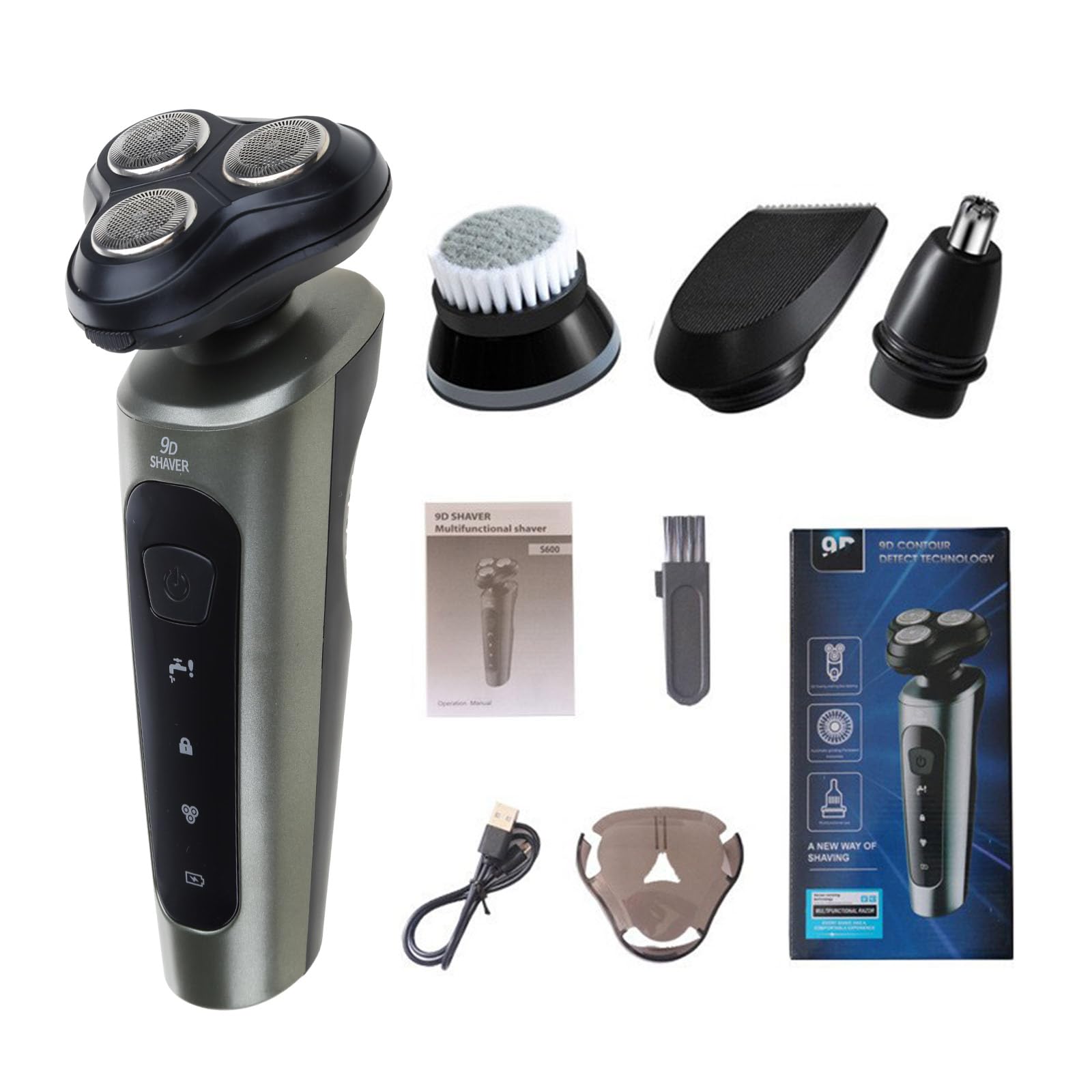 Professional 4-in-1 Electric Shaver for Men - Wet/Dry Rechargeable Beard Trimmer & Bald Head Shaving Machine - Perfect for Travel, Home Grooming & Quick Touch-Ups