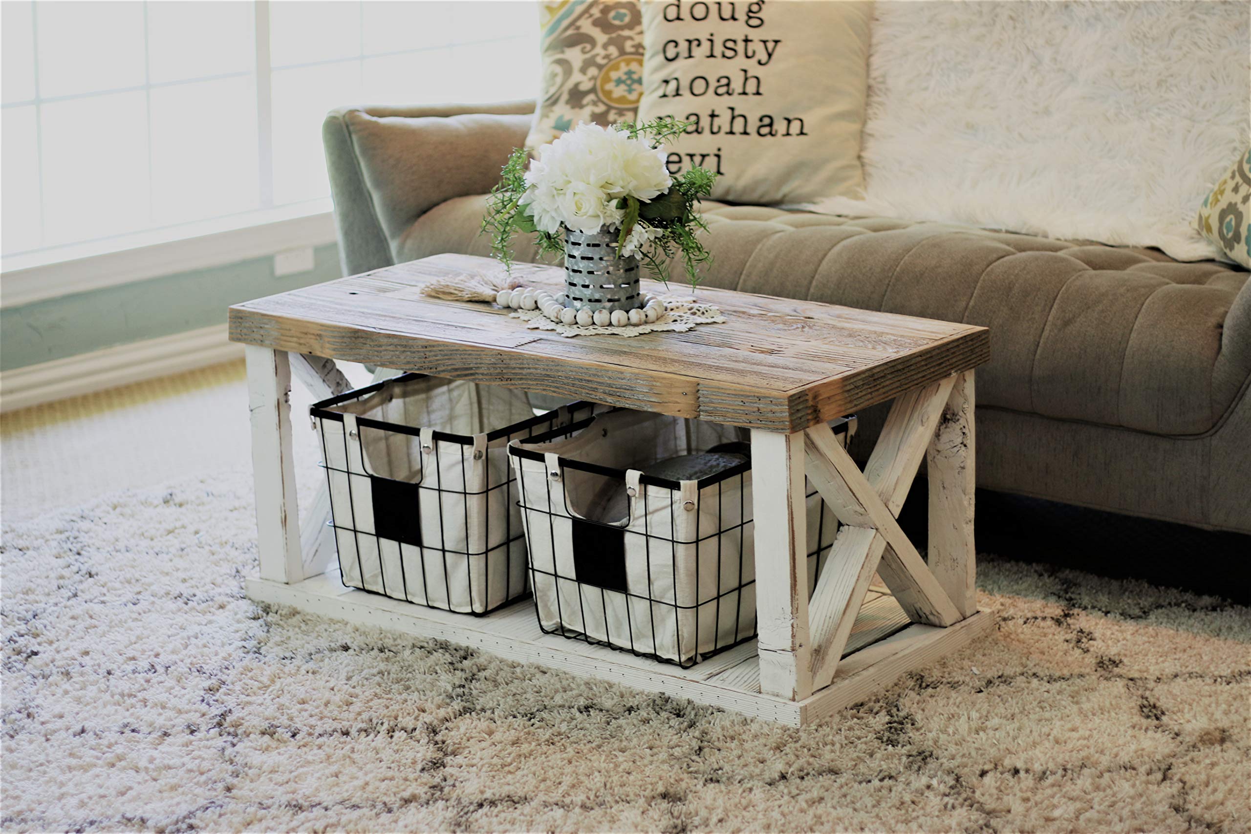 Doug and Cristy Designs White X-Leg Coffee Table - Modern Living Room Furniture for Small Spaces | Perfect for Apartments, Studios & Cozy Homes