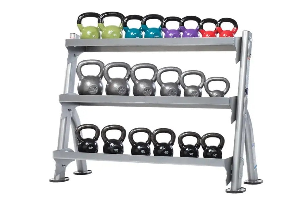 Warrior 2-Tier Universal Kettlebell & Dumbbell Storage Rack - Expandable to 3 Tiers - Heavy Duty Home Gym Equipment for Weight Lifting & Strength Training
