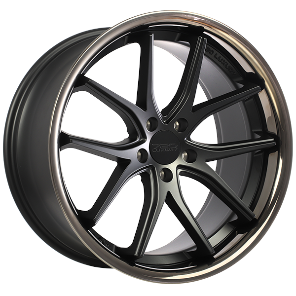 720Form VANQUISH Satin Black 19x9.5 +45 Offset 5x112 Bolt Pattern 66.6mm Hub Black Stainless Lip Wheel - Perfect for Audi, Volkswagen, and Performance Car Upgrades