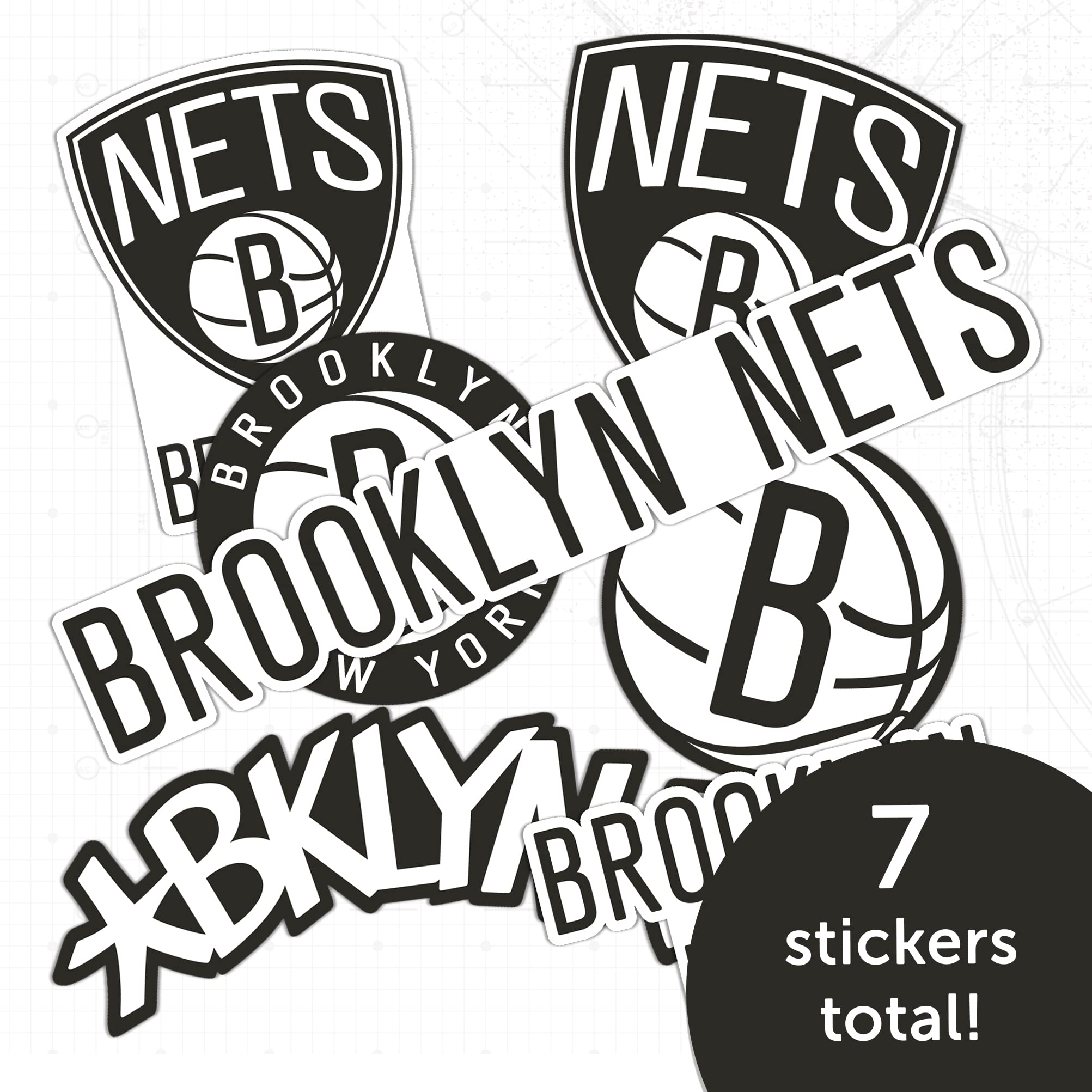 Official Brooklyn Nets NBA Vinyl Sticker Decal - Waterproof for Laptop, Water Bottle, Car & Scrapbook (Set of 2 Sheets) - Perfect for Fans, DIY Projects & Sports Decor