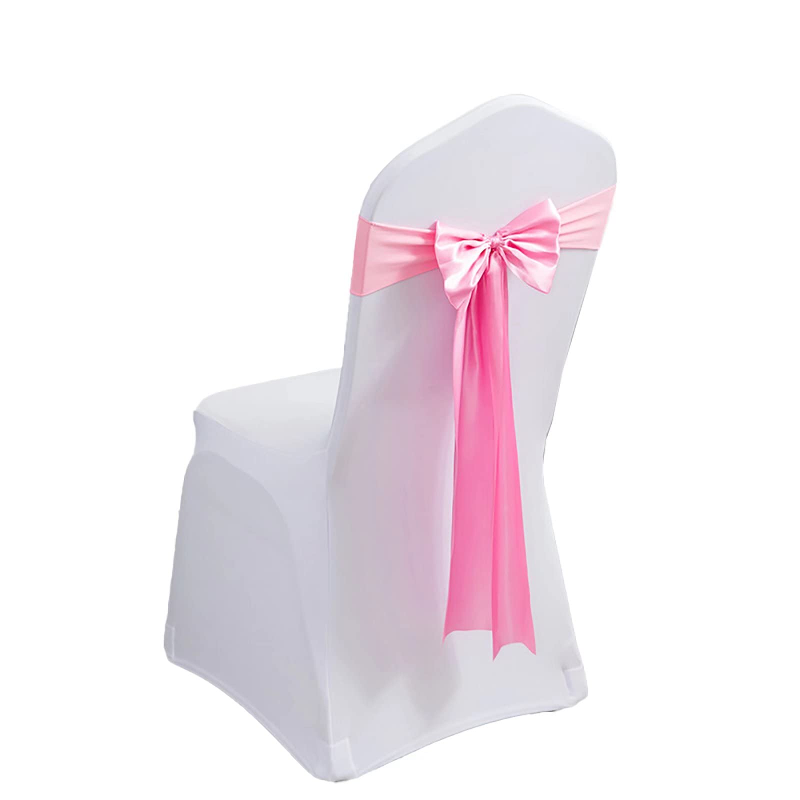 20 Pack Stretch Spandex Chair Sashes - Elegant Satin Ribbon Bows for Wedding, Banquet & Party Decor (Pink, 20 Pieces) | Perfect for Chair Covers, Table Settings & Event Decorations