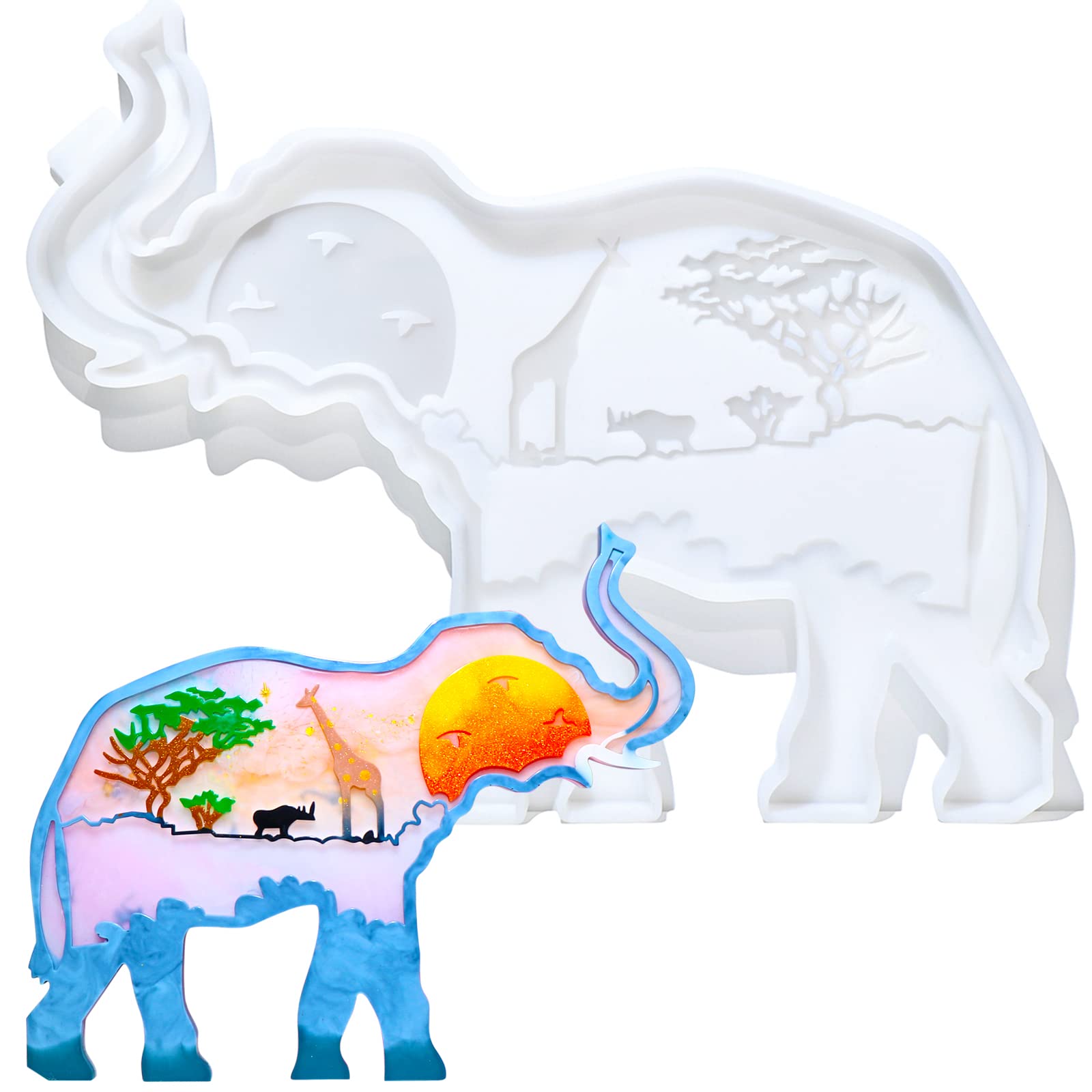 Premium Elephant Silicone Resin Molds for DIY Epoxy Crafts - Large Animal-Shaped Silicone Molds for Resin Art, Home Decor, Cabinet Knobs & Office Decoration - Perfect for Jewelry Making, Gift Crafts and Creative DIY Projects
