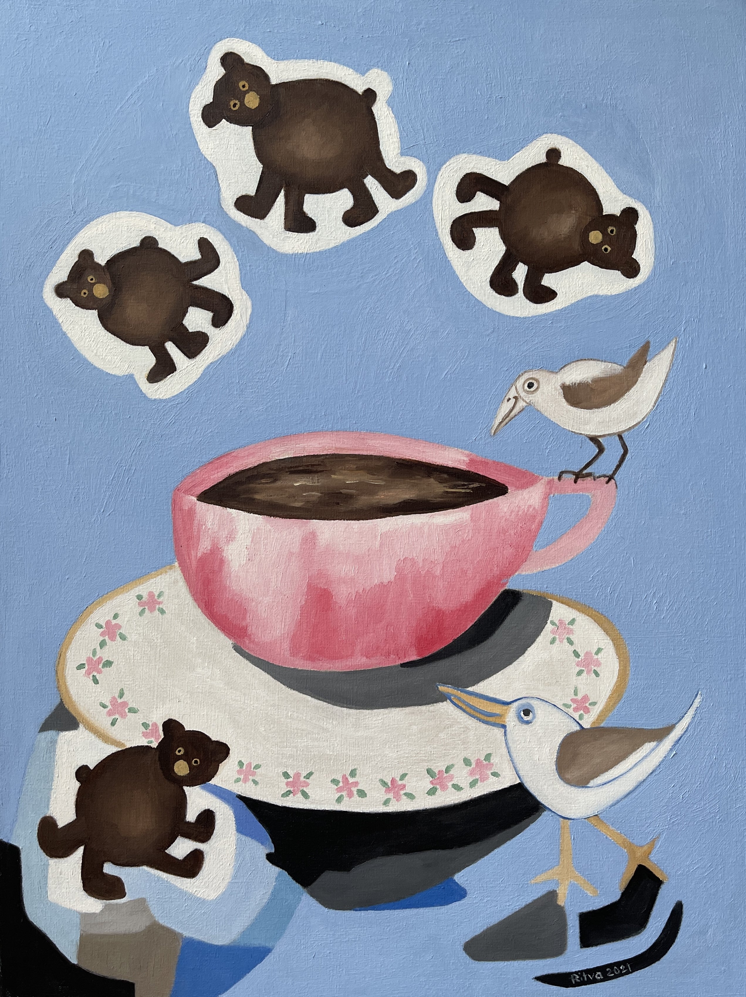 Ritva Kangasperko Coffee Animals - Handmade Ceramic Coffee Mugs with Animal Designs - Perfect for Home, Office & Gifts