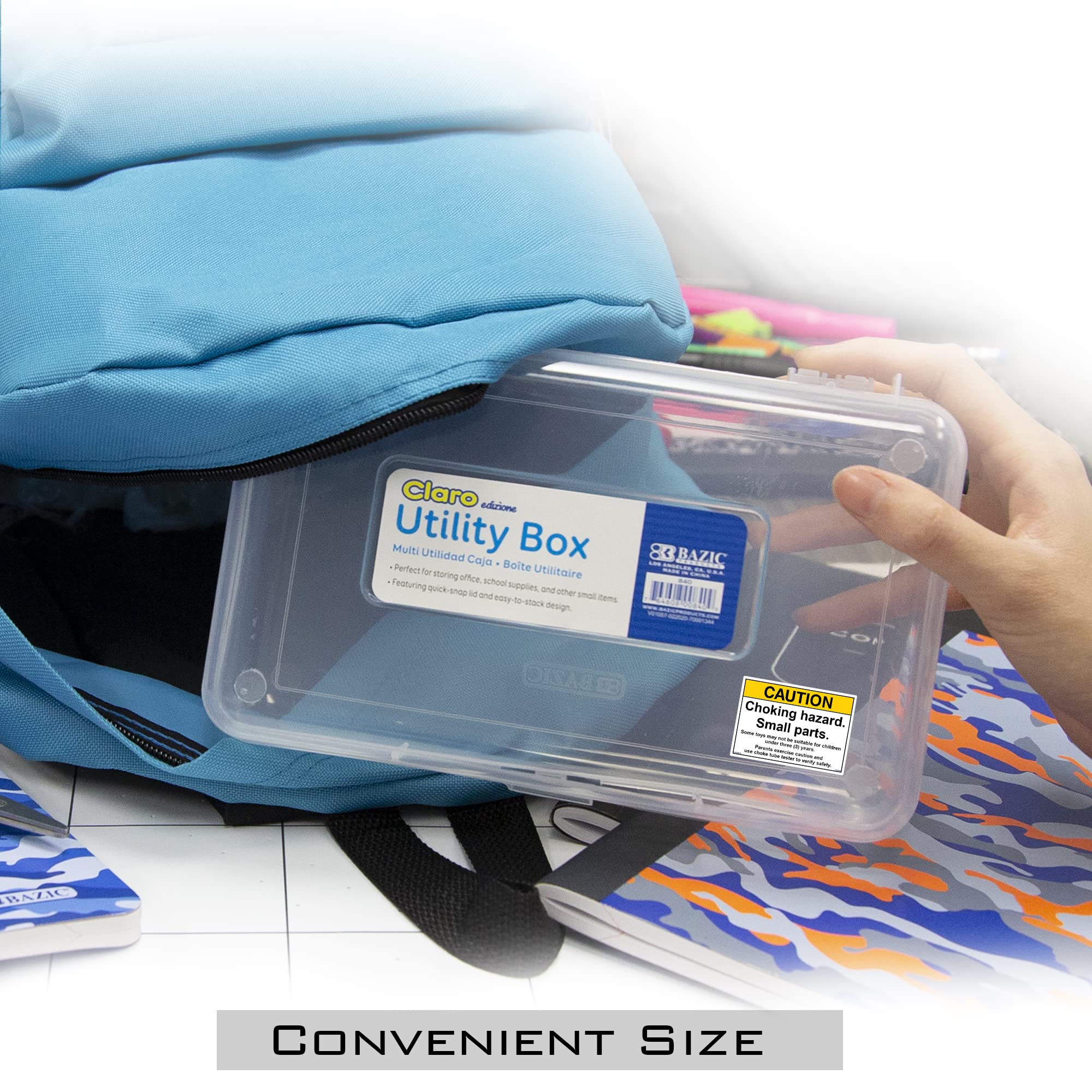 BAZIC 4-Pack Clear Plastic Pencil Cases - Multi-Purpose School & Office Organizer for Pens, Pencils, Art Supplies - Durable Utility Storage Box for Students, Teachers & Professionals | Perfect for Backpack, Desk & Travel Organization