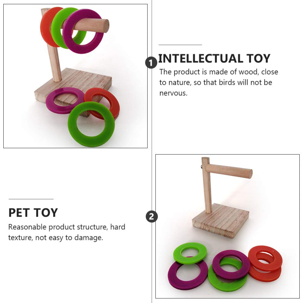 Balacoo Wooden Parrot Ring Puzzle Toy - Stacking Rings for Bird Training & Intelligence Development - Fun Educational Cage Toy for Parrots, Cockatiels, Lovebirds - Perfect for Desktop Play & Mental Stimulation