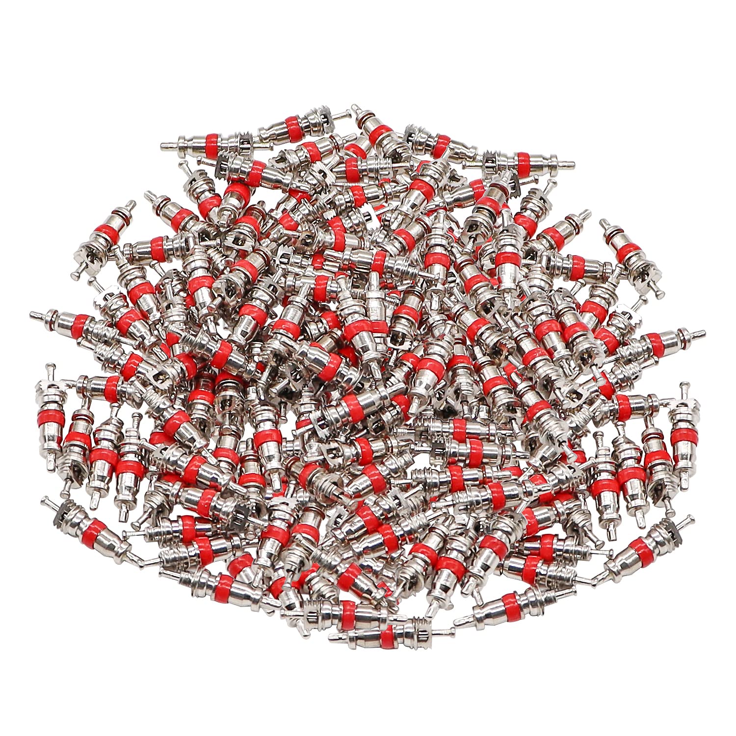 100PCS Nickel Plated Copper Schrader Tire Valve Cores - Universal Fit for Cars, Trucks, Motorcycles, RVs & AC Units | Durable Tire Stem Valve Replacement for Auto Repair & Maintenance