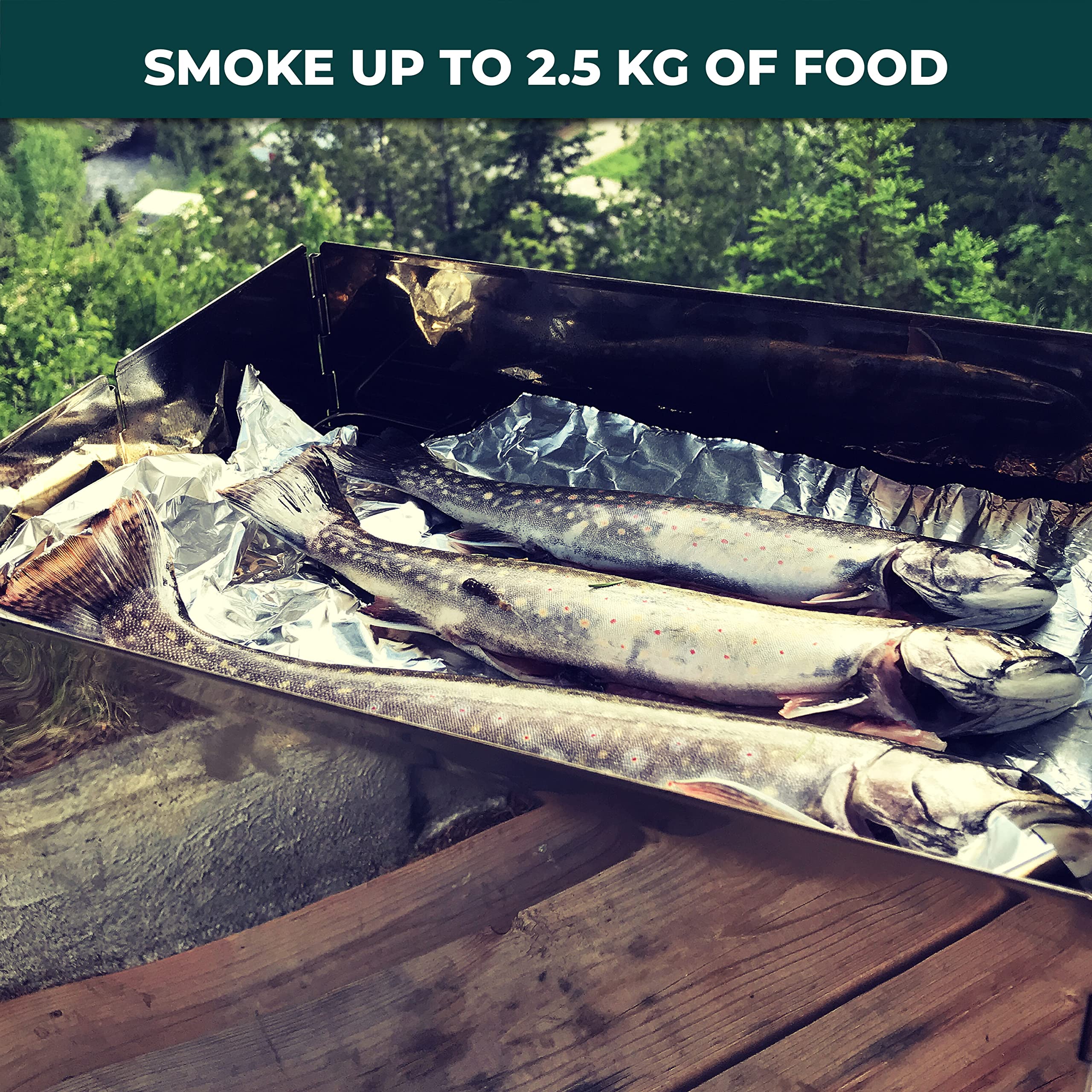 Portable Smoker for Outdoor Cooking - Compact & Lightweight BBQ Smoker for Camping, Tailgating, and Backyard Grilling - Perfect for Ribs, Chicken, and Fish