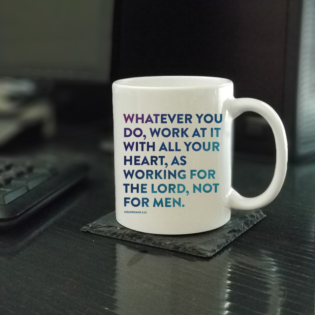 11oz Inspirational Coffee Mug with Bible Verse Colossians 3:23 - 'Work Heartily as for the Lord' - Perfect Christian Gift for Office, Home & Daily Devotional Use