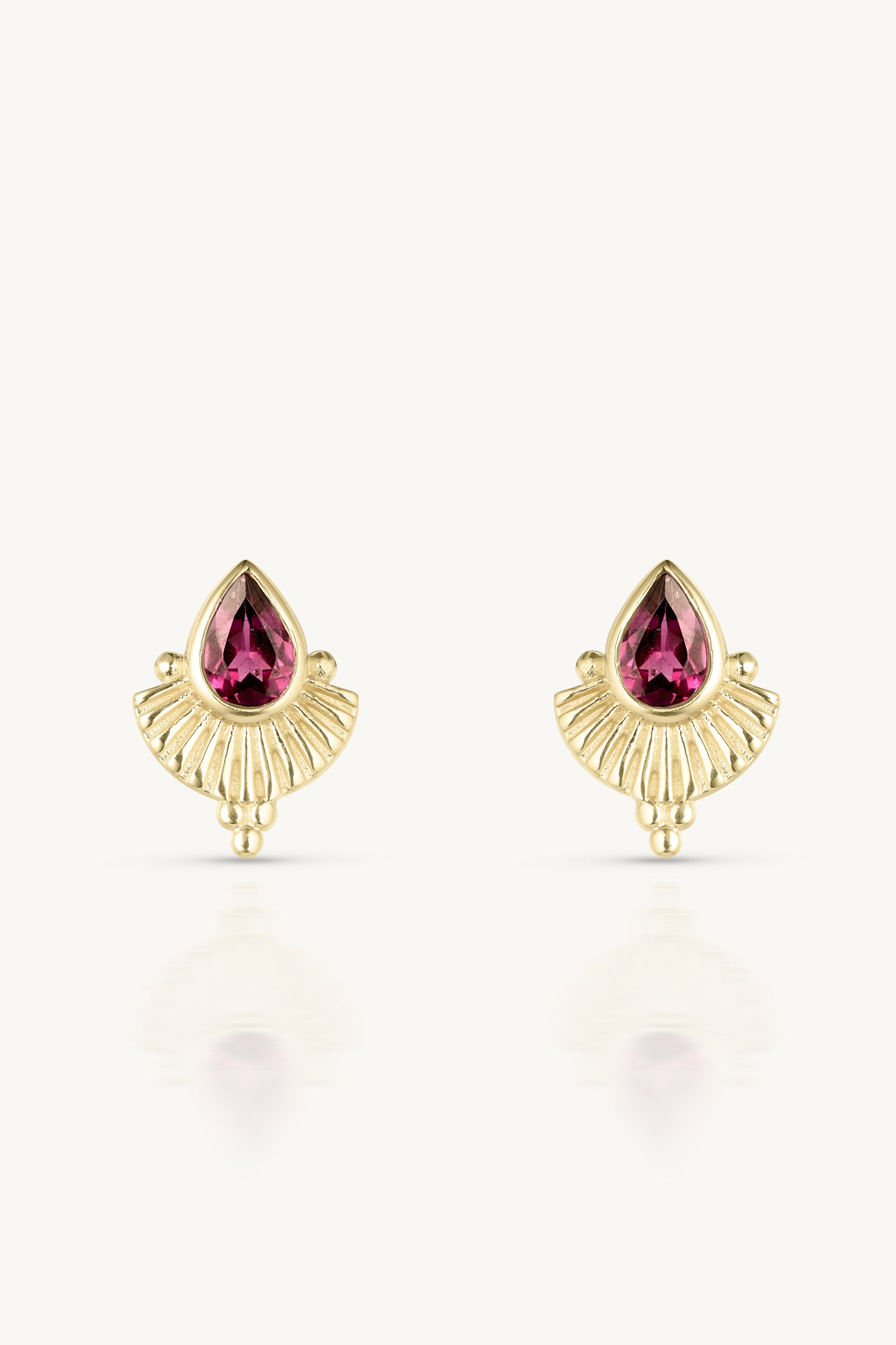 Venus Rhodolite Gold Earrings for Women – 14K Solid Gold Gemstone Stud Earrings, Elegant Gift for Birthday, Anniversary & Valentine's Day – Perfect for Parties, Weddings & Everyday Wear