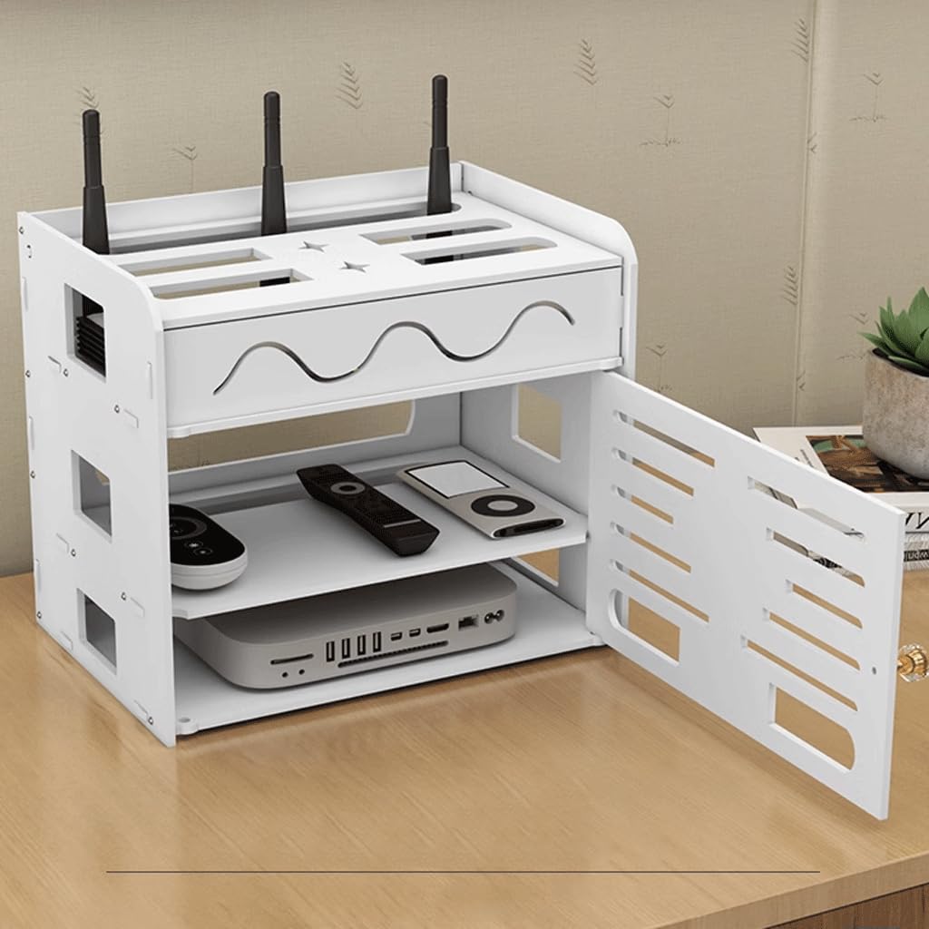 Dual-Purpose WiFi Router Storage Box - Wall & Desktop Cable Management Hider for Home & Office | Hide Power Strips & Organize Wires | Perfect for Home Decor & Workspace Organization