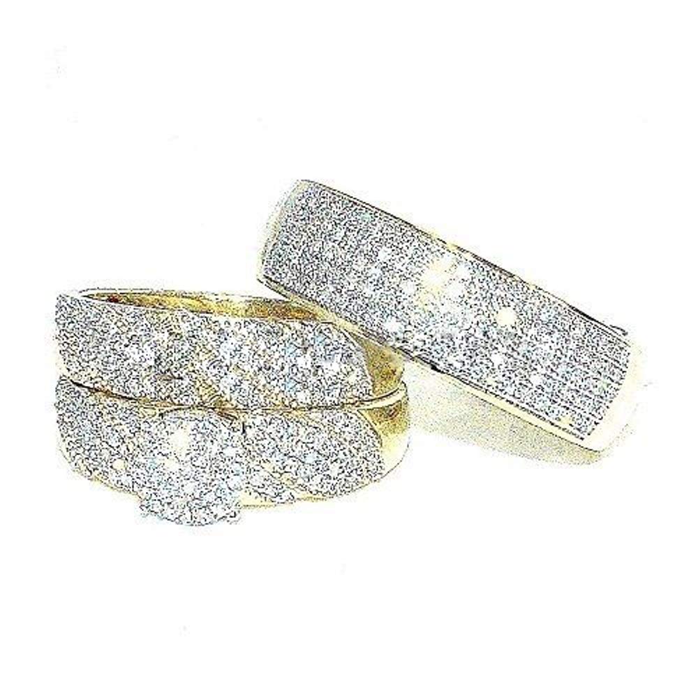 His and Hers Wedding Ring Sets - 925 Sterling Silver White Gold Plated Couples Bands for Engagement & Bridal | Rosie Collection | Perfect for Anniversaries, Proposals, and Romantic Occasions