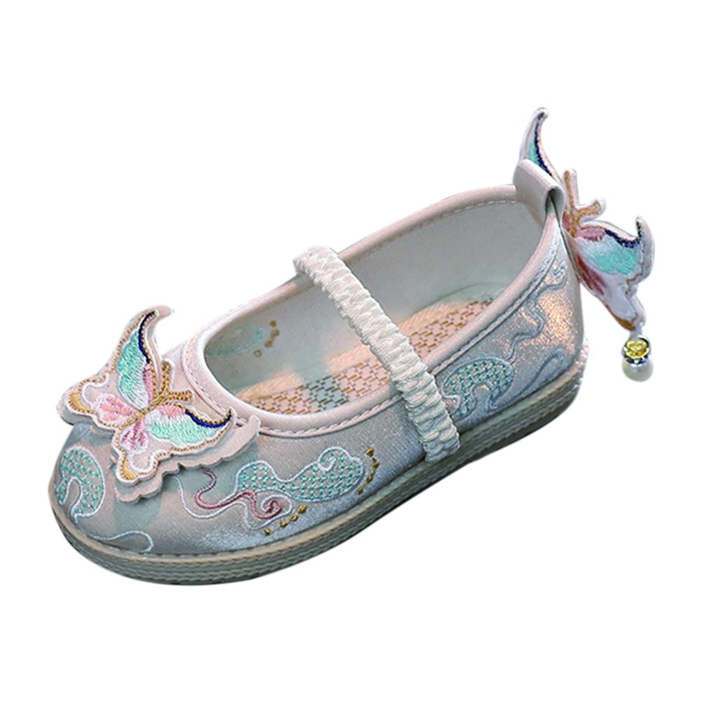 GYUANLAI Traditional Chinese Hanfu Embroidered Shoes for Girls - Handmade Cotton Cloth Shoes for Kids - Perfect for Cultural Events, Cosplay & Chinese Festivals