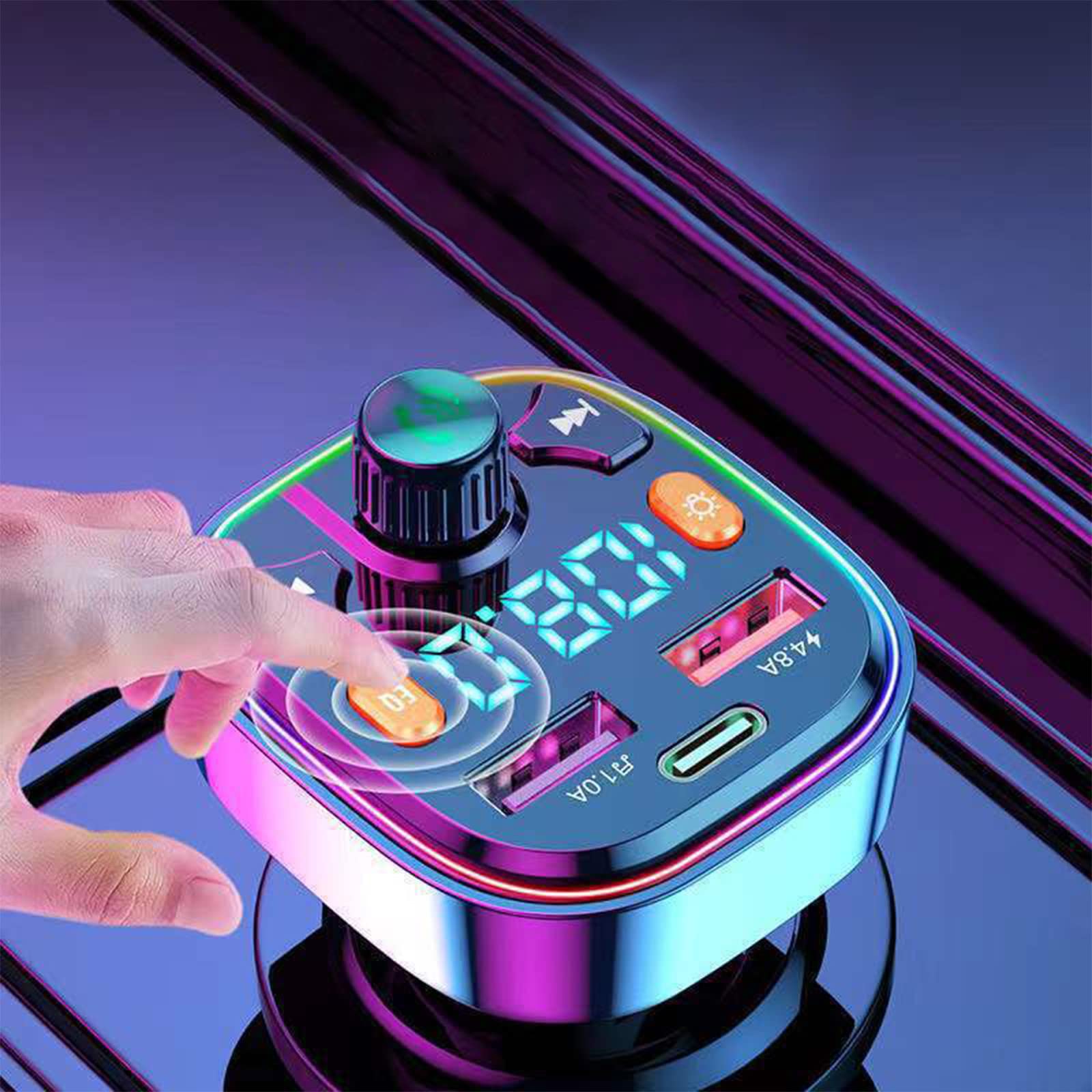 Lukcolor Q5 Bluetooth FM Transmitter for Car - Wireless Music Player, Hands-Free Calling, Dual USB Charger | MP3 Adapter, LED Display | Perfect for Commuting, Road Trips & Charging Devices On-The-Go