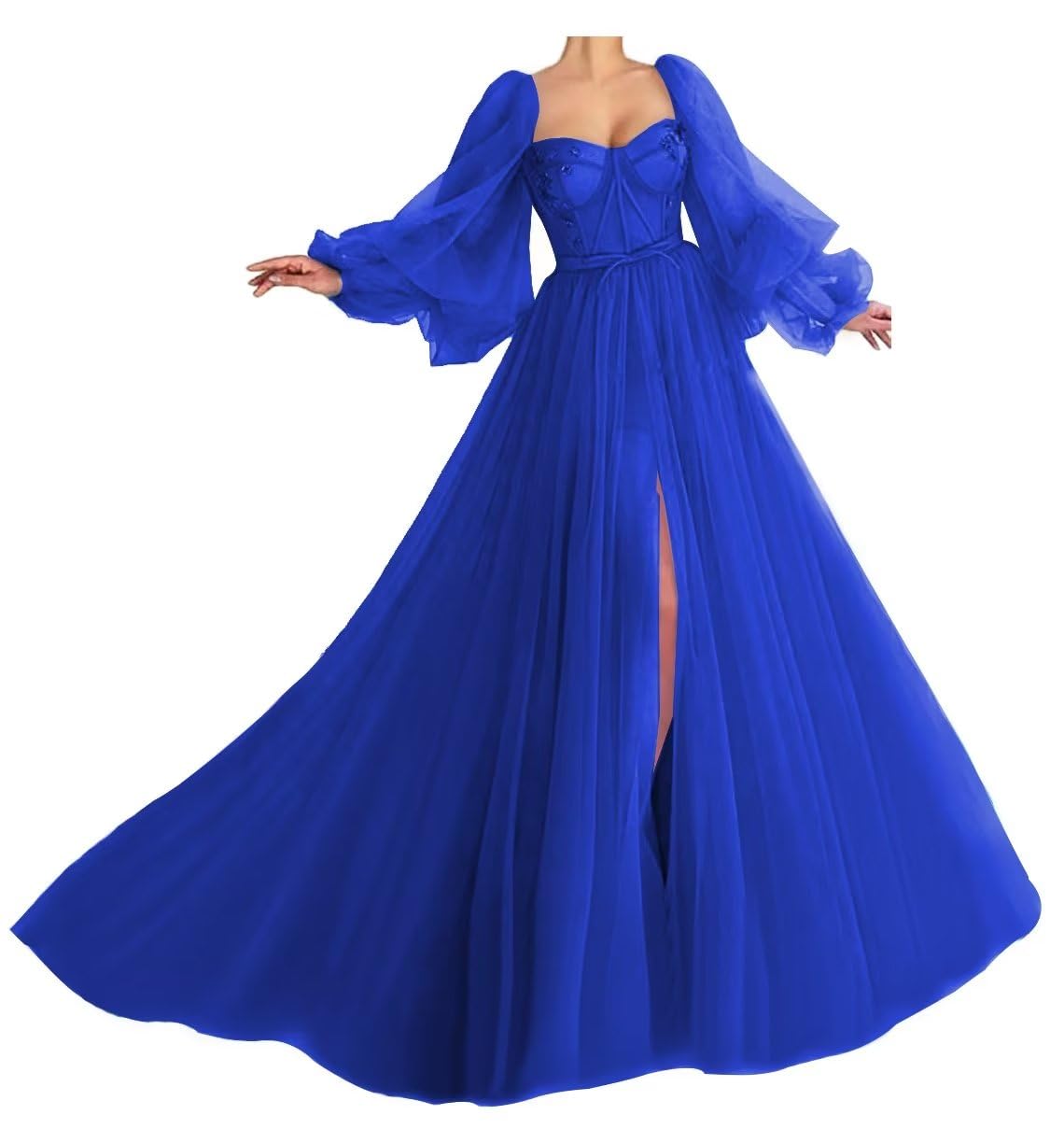 Elegant Royal Blue Puffy Sleeve Princess Dress for Women - Tulle Ball Gown Wedding Dress Size 2 | Perfect for Bridal Shower, Prom, Evening Gala & Special Occasions