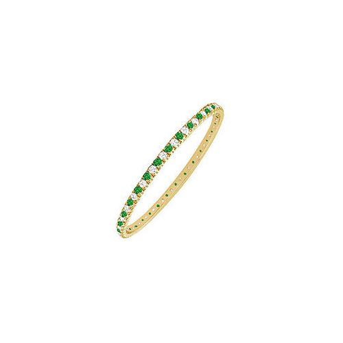 14K Yellow Gold Emerald and Diamond Eternity Bangle - 3.00 CT TGW - Elegant Jewelry Gift for Women, Anniversary, Wedding, Special Occasions