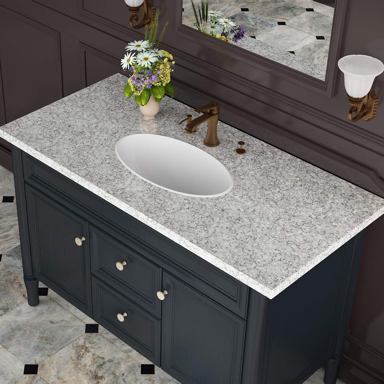 Livelynine Granite Countertop Contact Paper - Waterproof Self-Adhesive Marble Vinyl Wrap (15.8x78.8 Inch) | Peel & Stick for Kitchen Countertops, Bathroom Walls, Desk Cover | Easy Removable & Durable Surface Protection