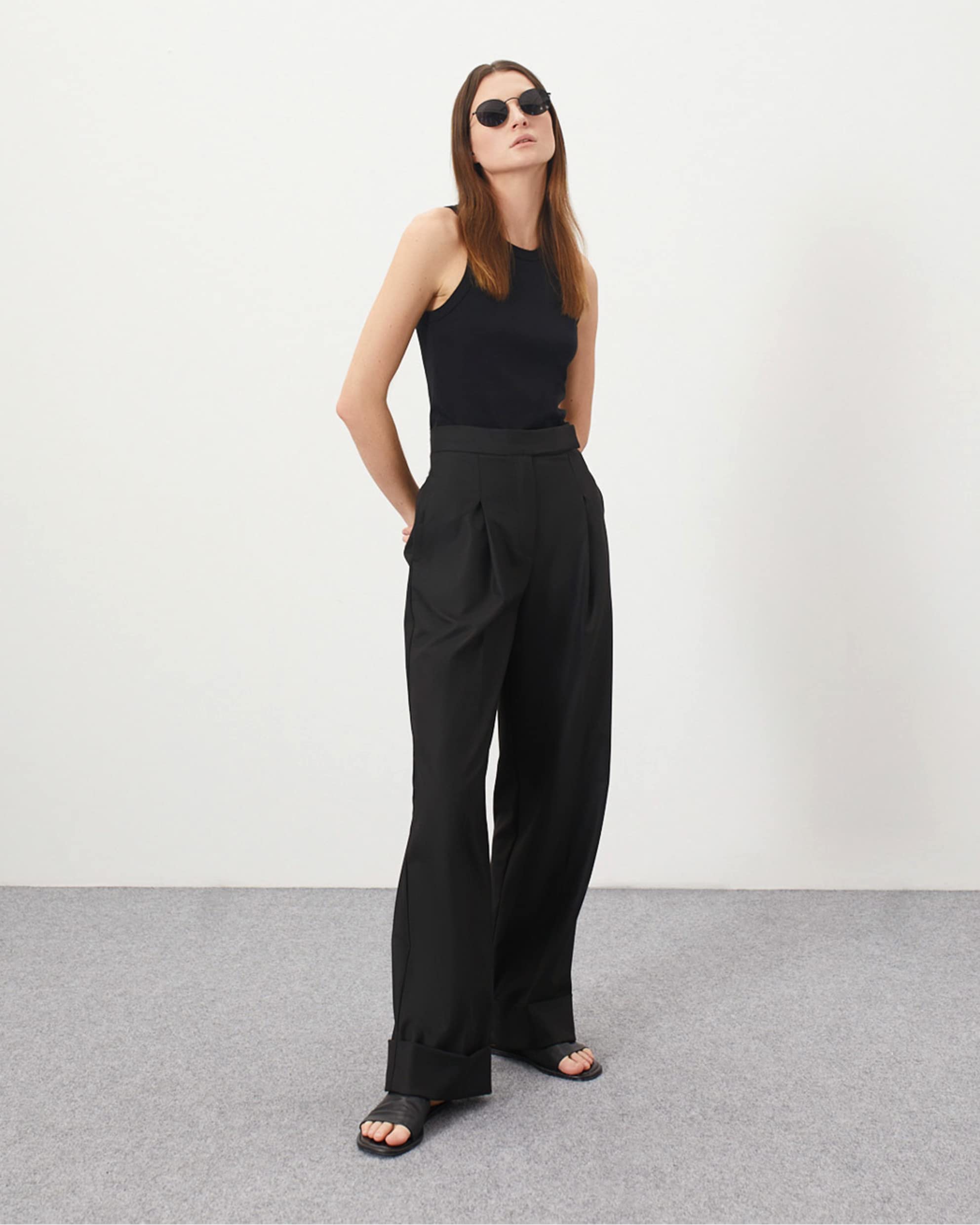 Women's High Waisted Wide Leg Trousers - Black Business Casual Pants for Work & Office | Straight Leg Long Pants for Professional Women | Perfect for Office Wear, Business Meetings & Formal Occasions