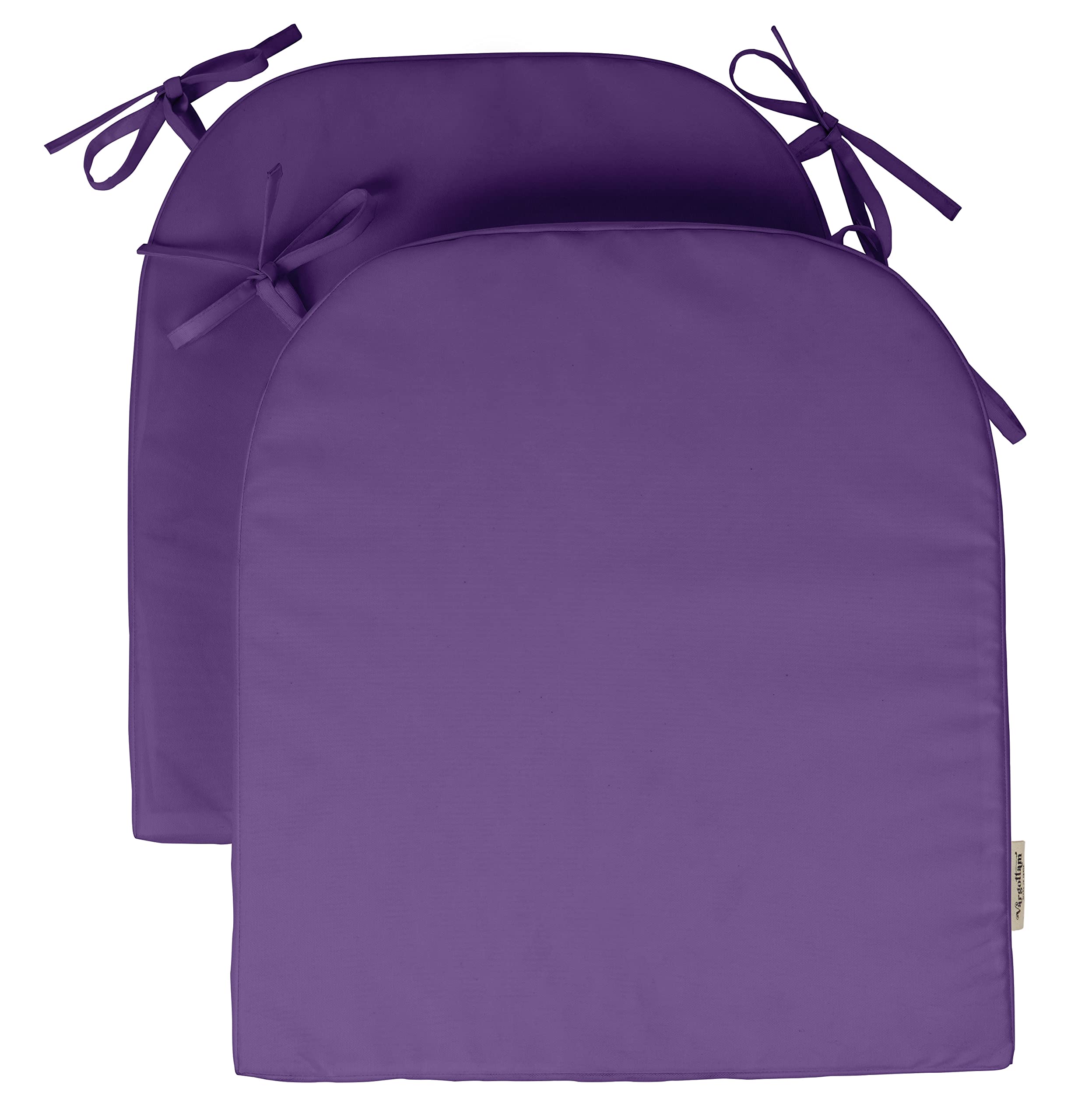 Premium Indoor/Outdoor Chair Cushions 16x18 Inch - Round Back Patio Seat Cushions with Ties for Garden Furniture, Set of 2 (Lavender) - Perfect for Porch, Deck, Balcony & Backyard Relaxation