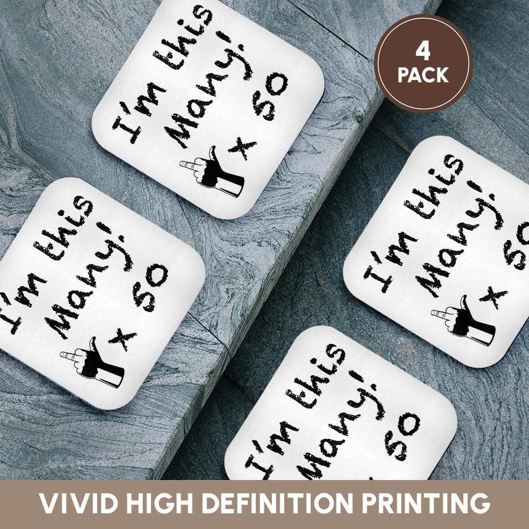 3D Rose Happy 50th Birthday Soft Coasters Set of 4 - Funny 