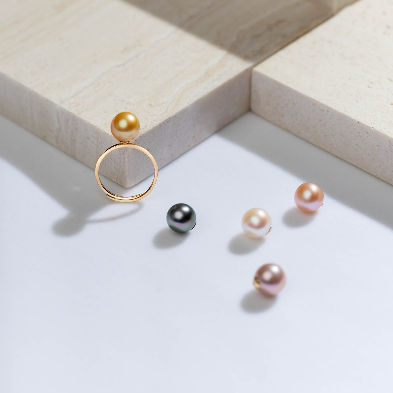 18K Gold Interchangeable Pearl Ring KR00015 - Elegant Adjustable Pearl Jewelry for Women | Perfect for Weddings, Anniversaries & Special Occasions