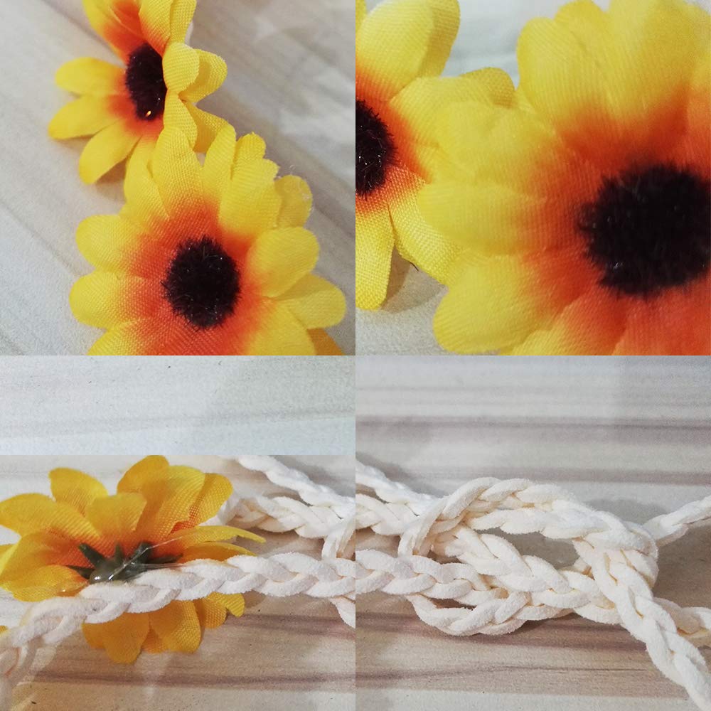 Sunflower Headband for Women & Girls - 4 Pack Boho Floral Hair Clips & Barrettes - Perfect for Parties, Weddings, Cosplay, and Summer Festivals