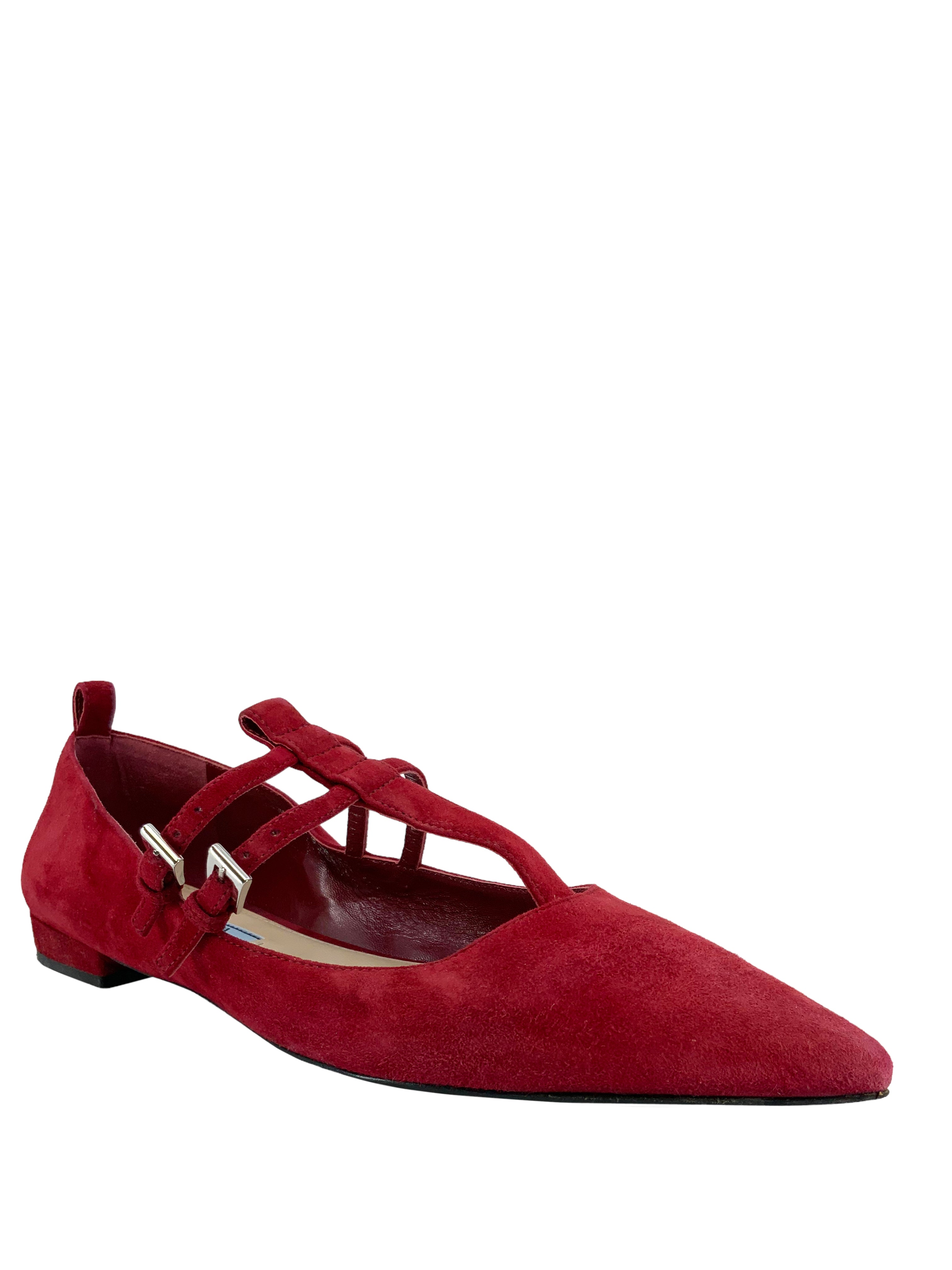 PRADA Suede Point Toe Ballet Flats Women's Size 7 | Comfortable & Elegant Shoes for Work, Date Night & Casual Outings
