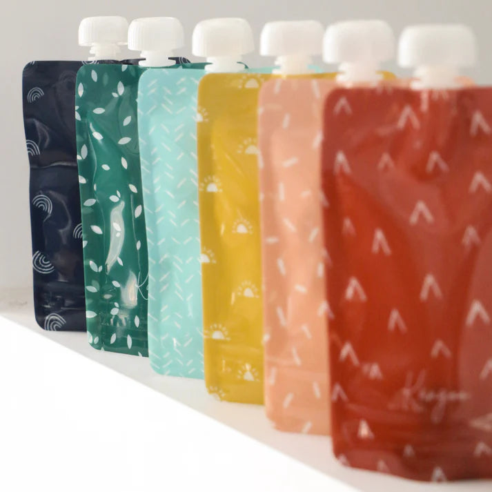 Reusable Baby Food Pouches with Cap - BPA Free, Leak Proof, 6 Pack for Homemade Puree, Snacks & On-the-Go Feeding | Ideal for Toddlers, Travel & Daycare