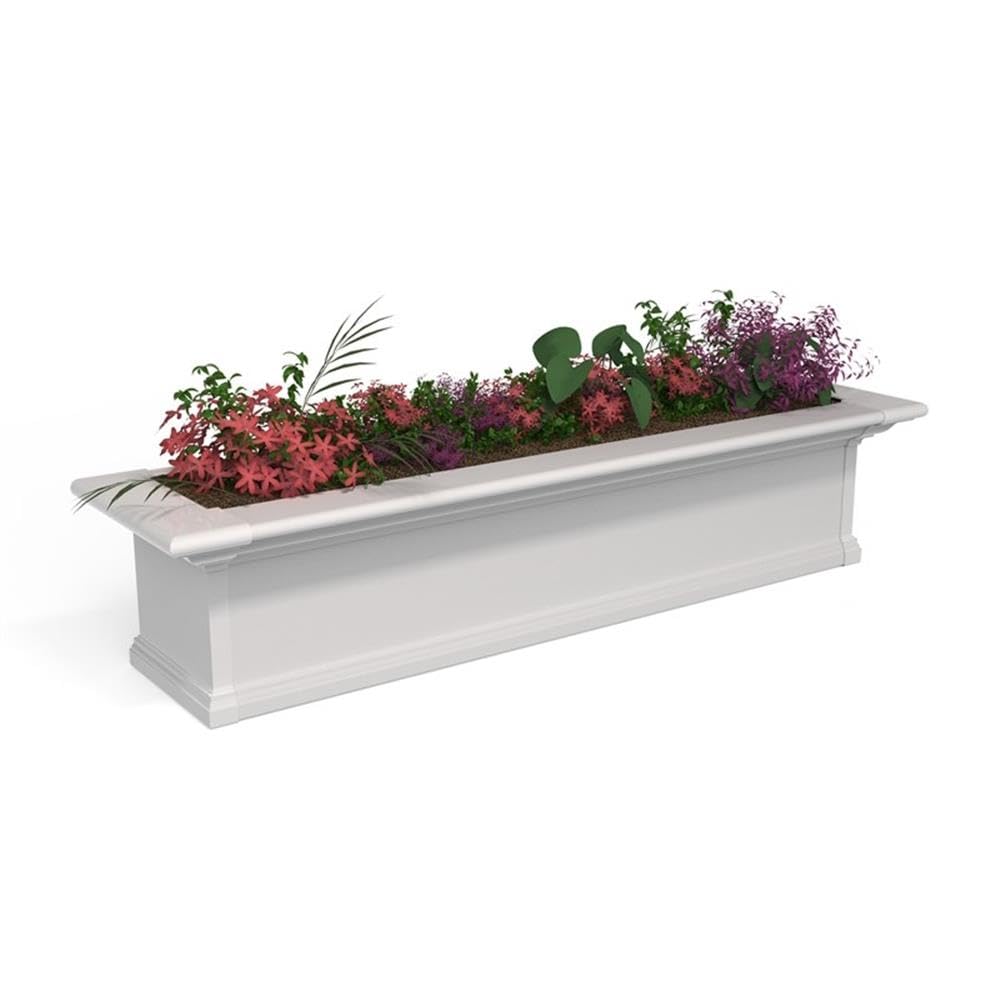 48 Inch White Yorkshire Window Box - Perfect for Indoor & Outdoor Planters, Balcony Decor, and Garden Flower Arrangements