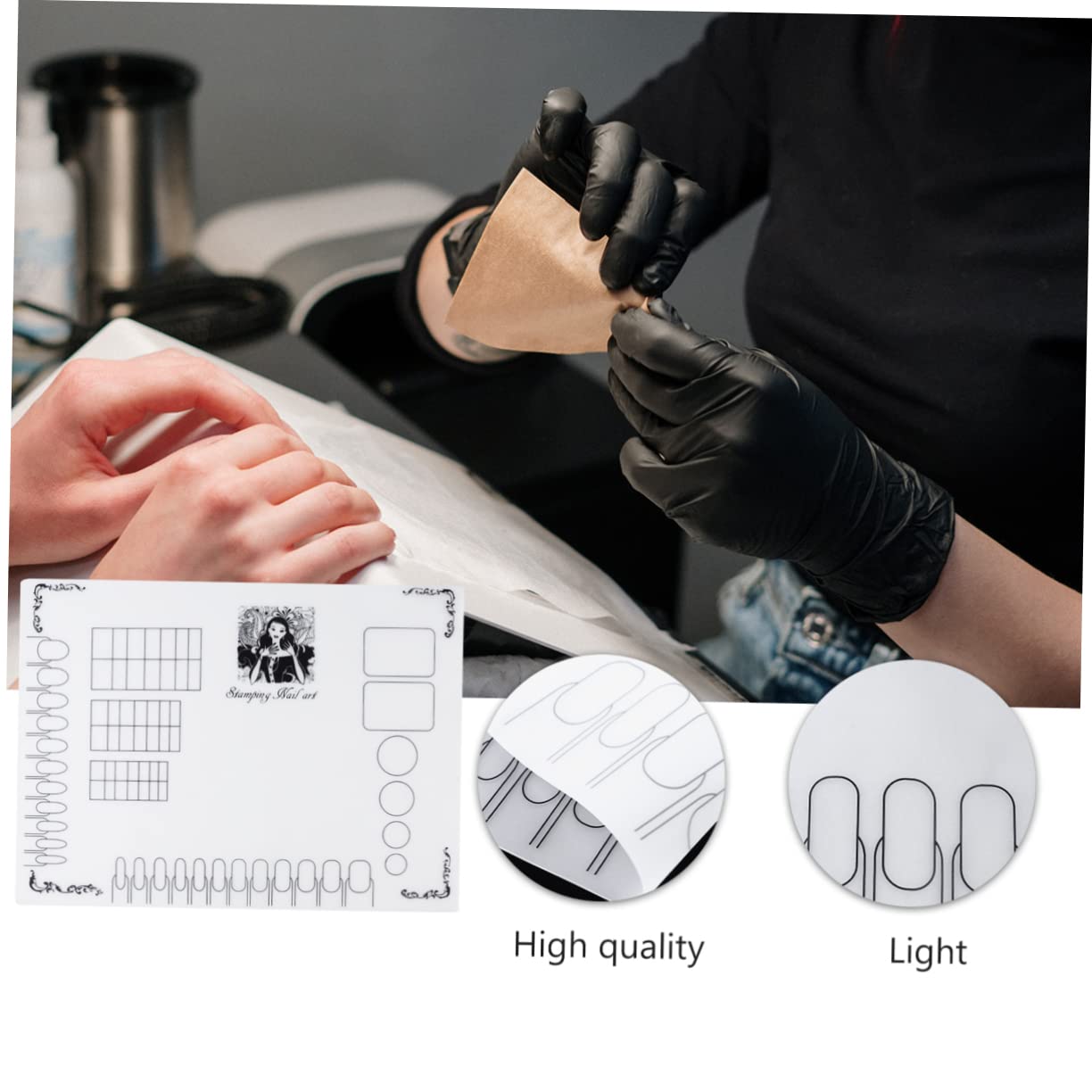 FOMIYES Silicone Manicure Mat for Nail Art Stamping - Non-Slip Nail Polish Coloring Pad with Sticker Guide - Perfect for DIY Nail Designs at Home & Salon Use