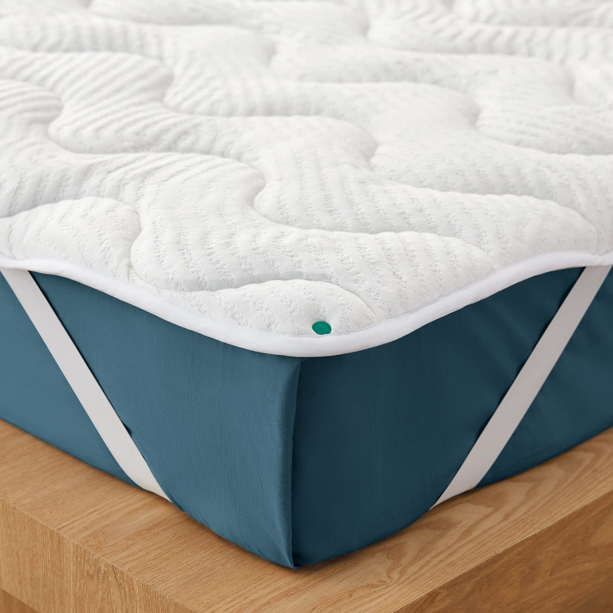 LINSY LIVING Full Size Waterproof Mattress Protector - Breathable Quilted Mattress Pad with Elastic Straps & Buttons, Tencel Cover & Spiral Fibers - Perfect for Bedrooms, Guest Rooms & Dorm Rooms - White