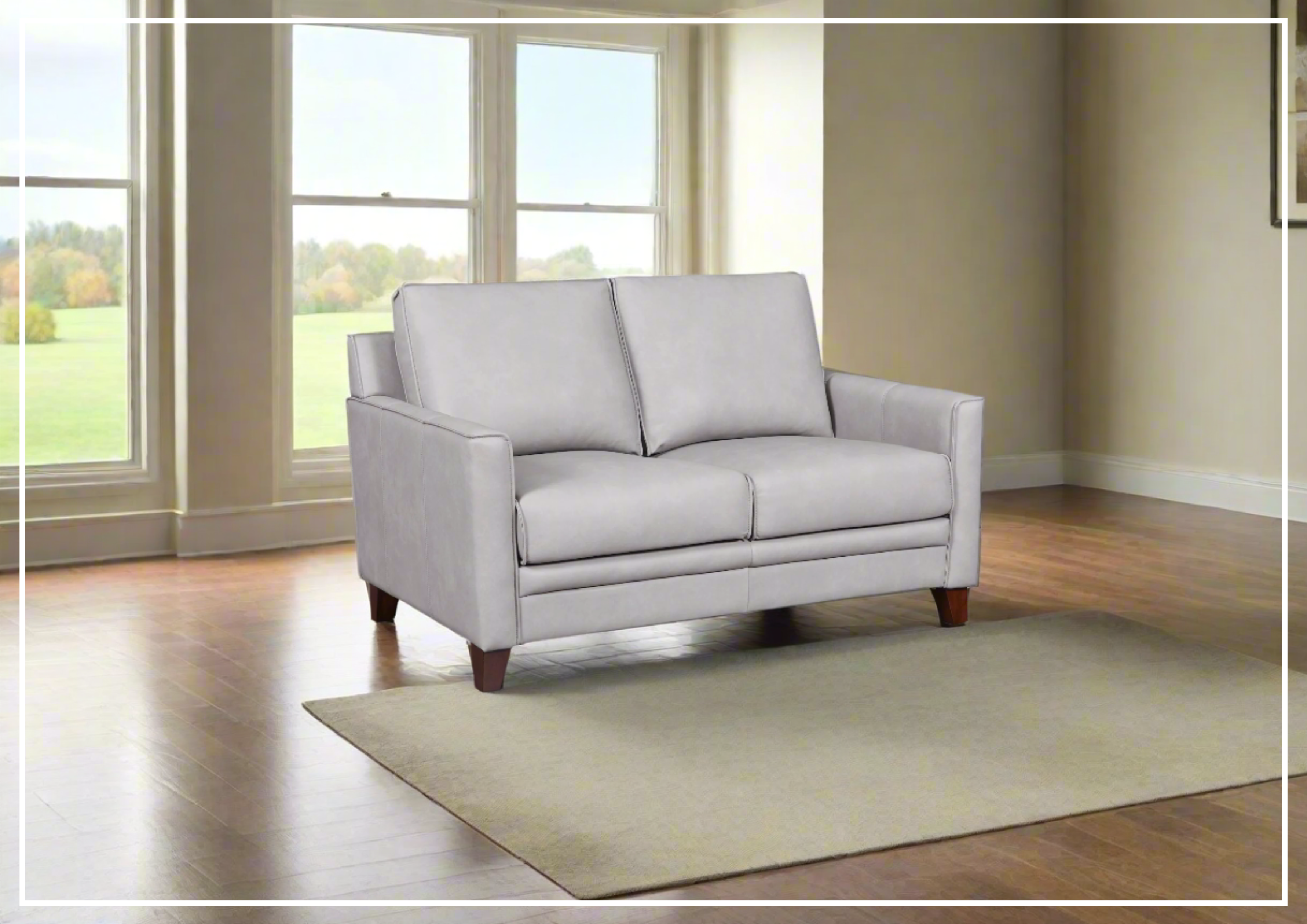 Gio Italia Home Samson Genuine Leather Loveseat Sofa in Gray – Luxurious Small Couch for Living Room, Apartment, or Office