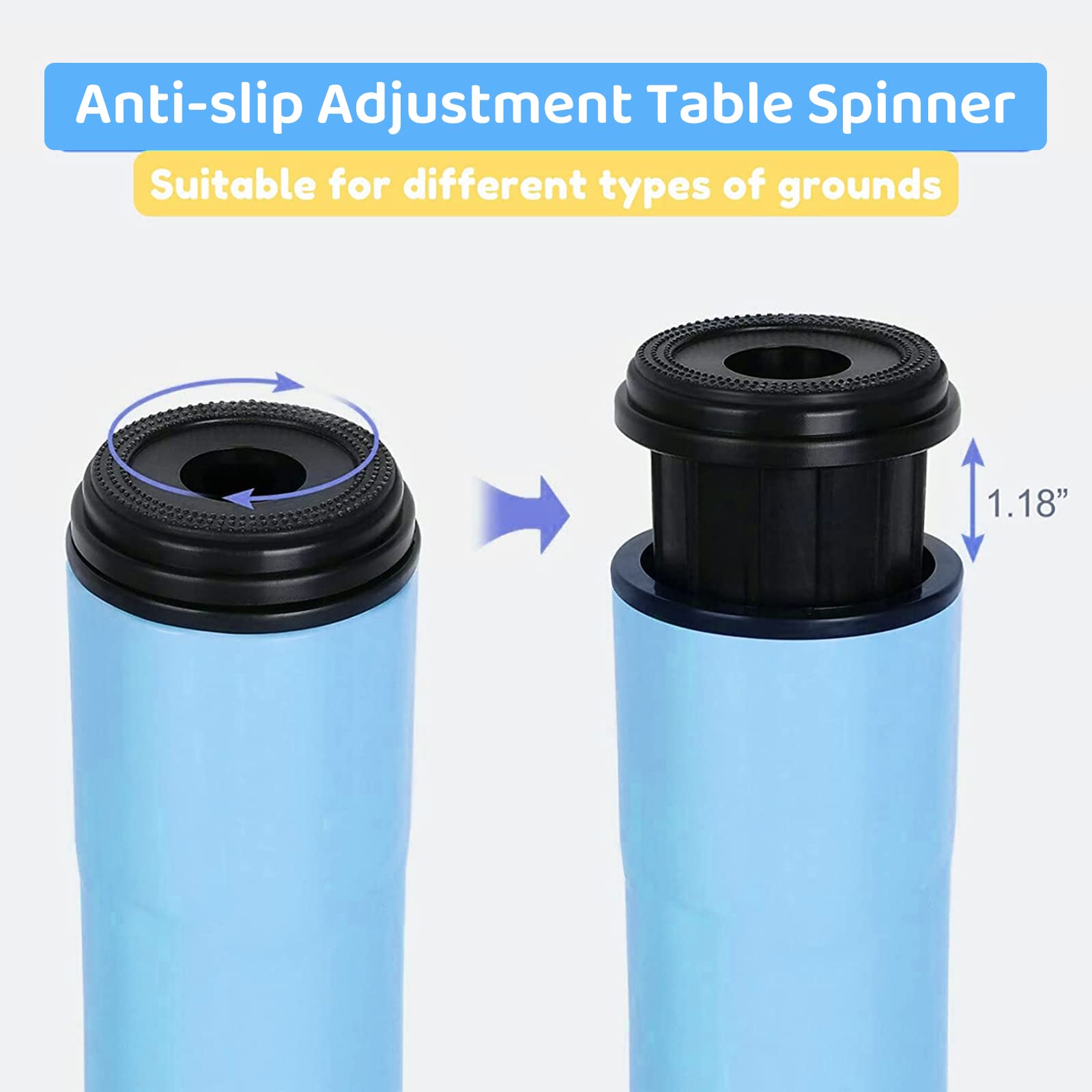 Arlopu Adjustable Height Kids Table and 4 Chairs Set - Non-Slip Toddler Activity Table with Graffiti-Proof Surface - Blue Children's Furniture for Reading, Drawing, Daycare & Home Classroom Use
