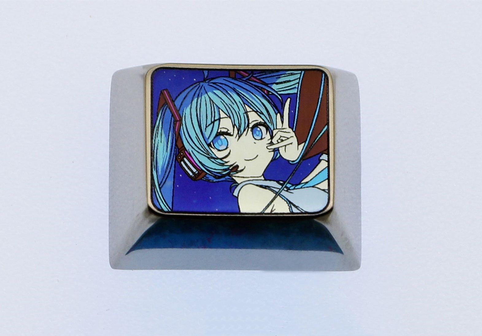 Hatsune Miku 1.25U Titanium Alloy Engraved Keycap for Mechanical Keyboard - Anime Themed Custom Keycap for Gaming & Typing Enthusiasts