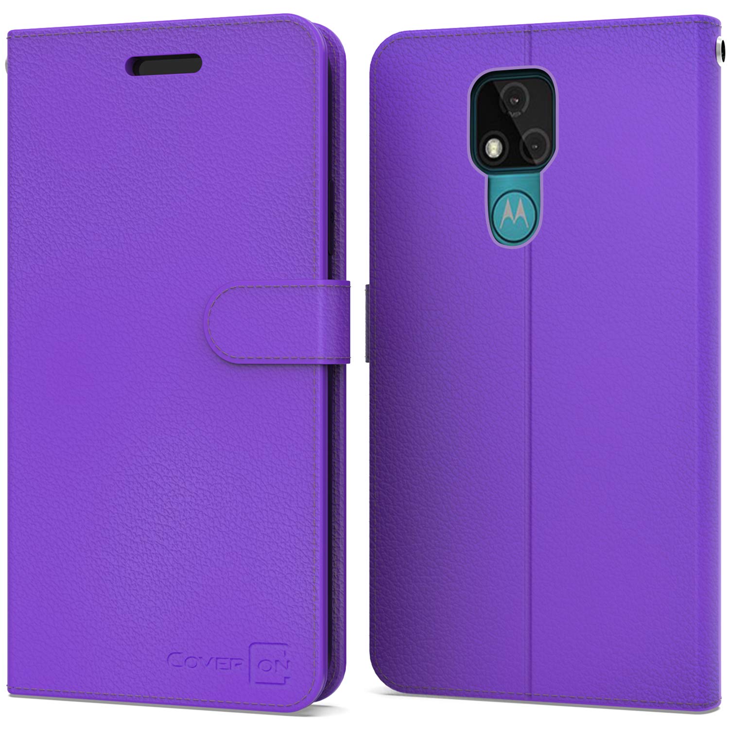 RFID Blocking PU Leather Wallet Case for Motorola Moto E7 - Flip Folio Stand Cover with Card Slots & Cash Pocket (Purple) | Perfect for Daily Commute, Travel & Contactless Payment Protection