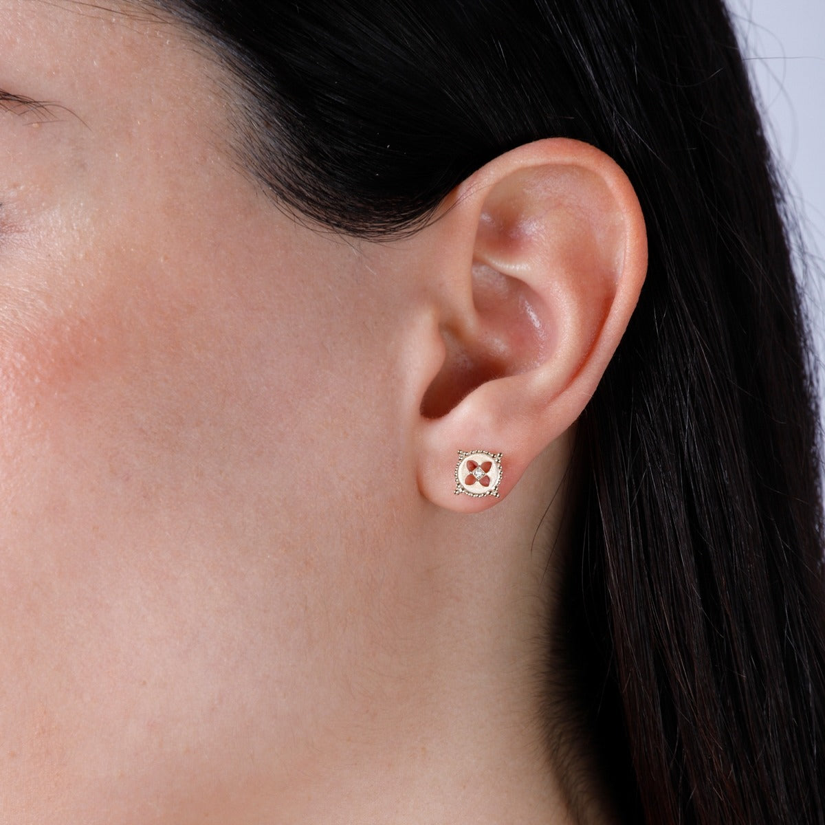 14K Yellow Gold Beaded Circle Stud Earrings for Women - Elegant Dainty Jewelry for Everyday Wear, Gift Giving & Special Occasions