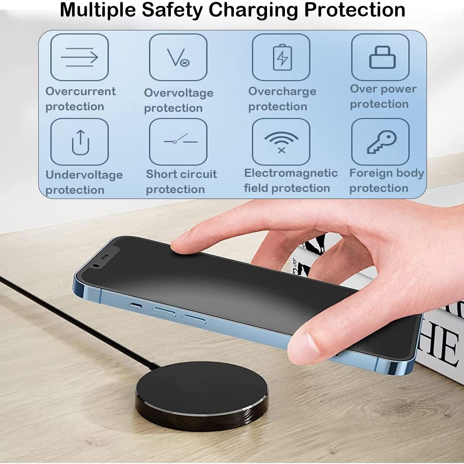 Magnetic Wireless USB-C Fast Charger with Dual Ports - 20W PD Quick Charge for iPhone 15/14/13/12/11 Series & Android - Portable Charging Cable for Home, Office & Travel (Black)