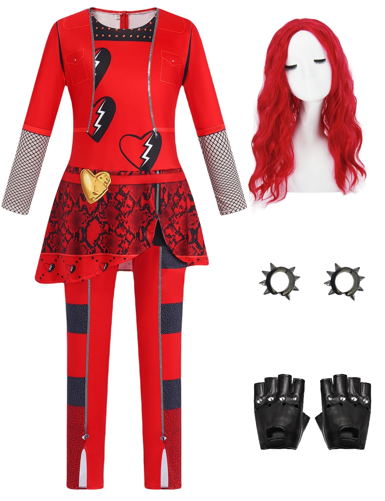 Red Princess Costume for Girls with Matching Wig - Kids Halloween Cosplay Dress, Birthday Party Outfit | Perfect for Dress Up, Halloween Parties & Birthday Celebrations