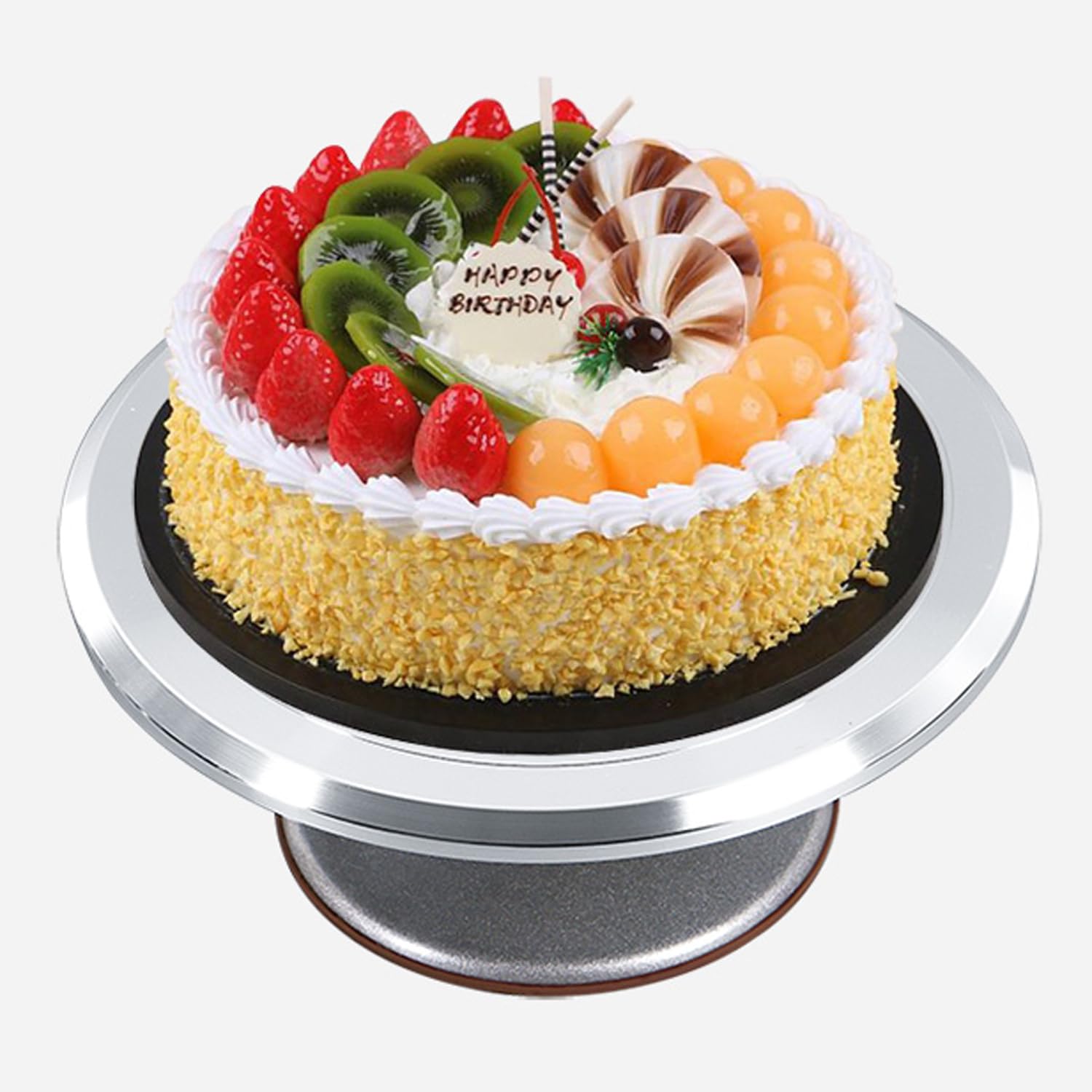 YAXI 10/12/14 Inch Aluminum Alloy Rotating Cake Stand - Revolving Cake Turntable for Baking, Cake Decorating & Cupcake Making - Perfect for Home Bakeries, Wedding Cakes & Birthday Party Desserts