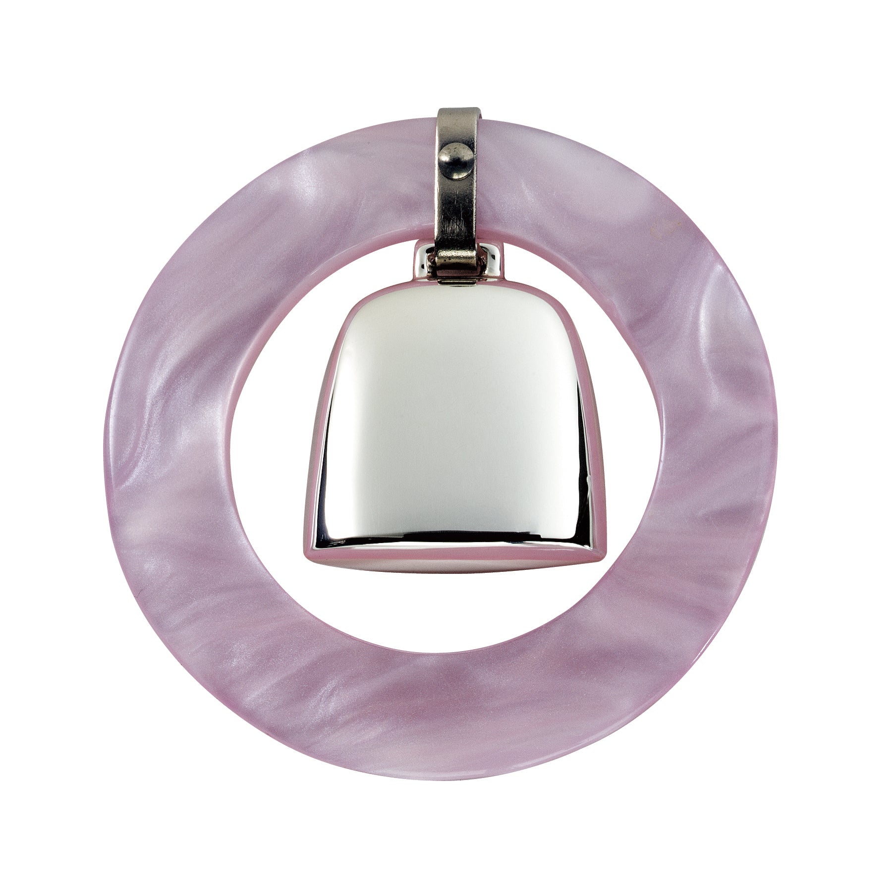 Sterling Silver Baby Teething Ring with Rattle - Soothing Pink Teether for Infants, Safe & BPA-Free - Perfect for Newborns, Gifts, and On-the-Go Comfort