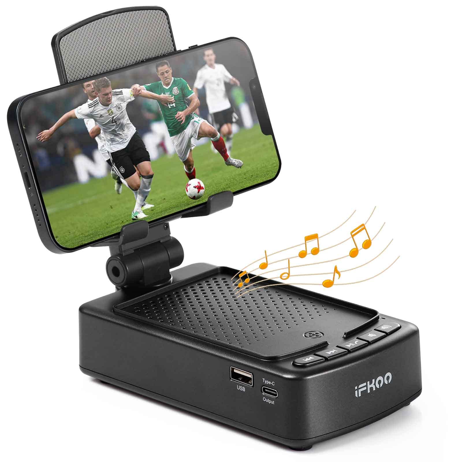 Bluetooth Speaker Phone Stand with BT5.3 - Wireless Charging Holder for iPhone/Android/Tablet - Perfect Tech Gift for Men, Women, Dad - Ideal for Home Office, Bedside, Kitchen & Travel Use