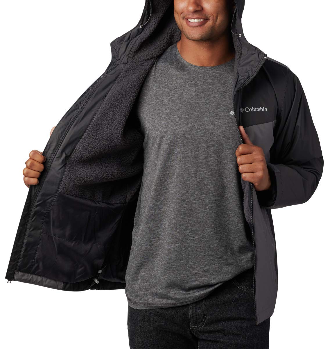 Columbia Men’s Glennaker Sherpa Lined Waterproof Rain Jacket - Lightweight Windproof Outdoor Coat for Hiking, Camping & Winter Weather Protection