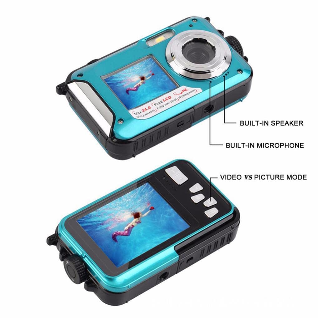 **24MP Waterproof Digital Camera with Dual Screen & 16X Zoom - 2.7 Inch HD Underwater Camera, USB Rechargeable, Includes Carry Bag (UK/US Plug) - Perfect for Snorkeling, Travel & Outdoor Adventures**