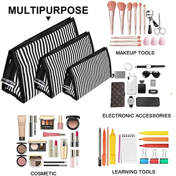 Premium Cosmetic Bag Set for Men & Women - Waterproof Travel Toiletry Organizer with Zippered Pouch, Makeup Storage Case (Black, 9.6x4.1x5.9 inches) - Perfect for Gym, Business Trips & Vacation Essentials