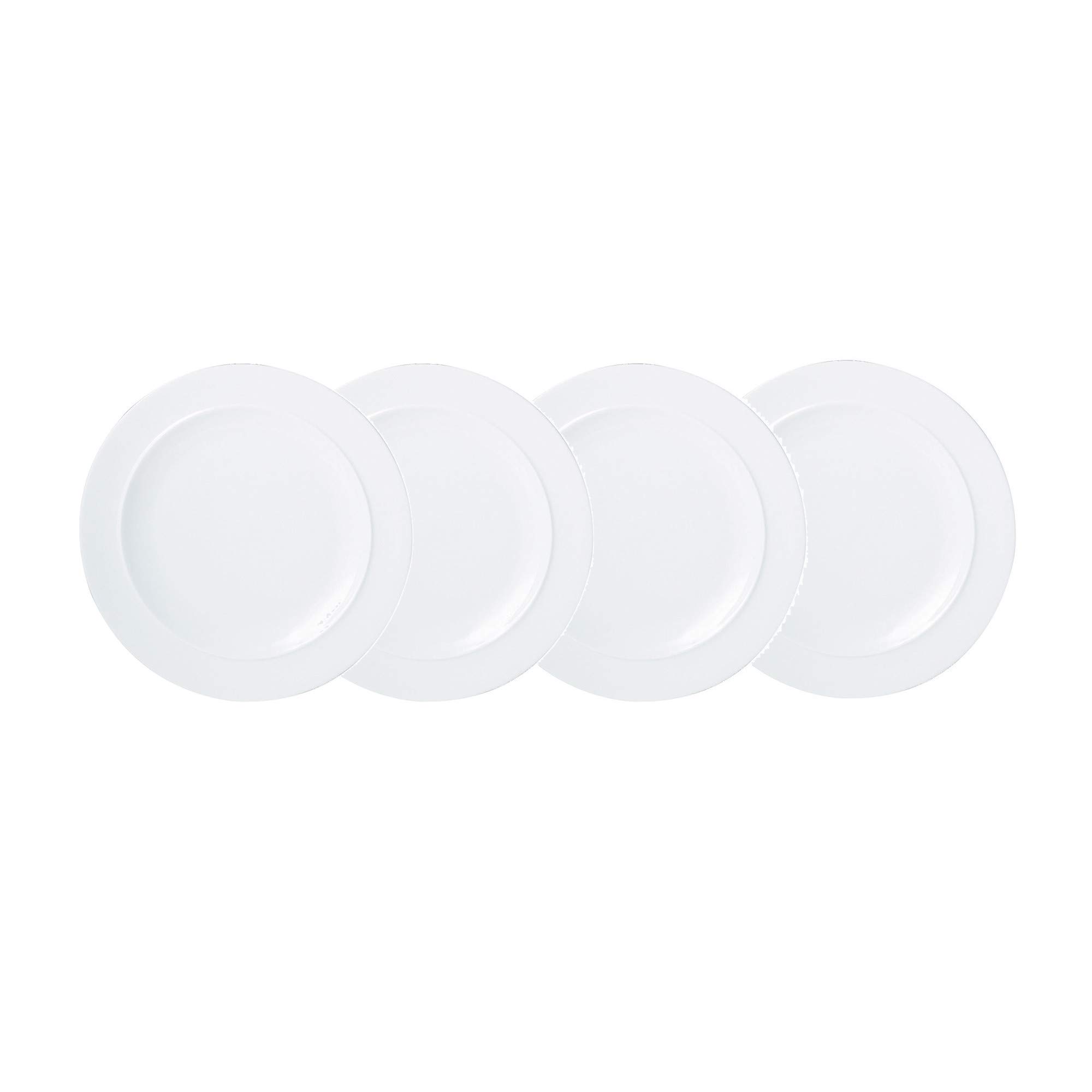 Denby White Porcelain Dinner Plates Set of 4-24cm | Dishwasher & Microwave Safe | Chip & Crack Resistant Glazed Tableware | Perfect for Everyday Dining, Dinner Parties & Restaurant Use