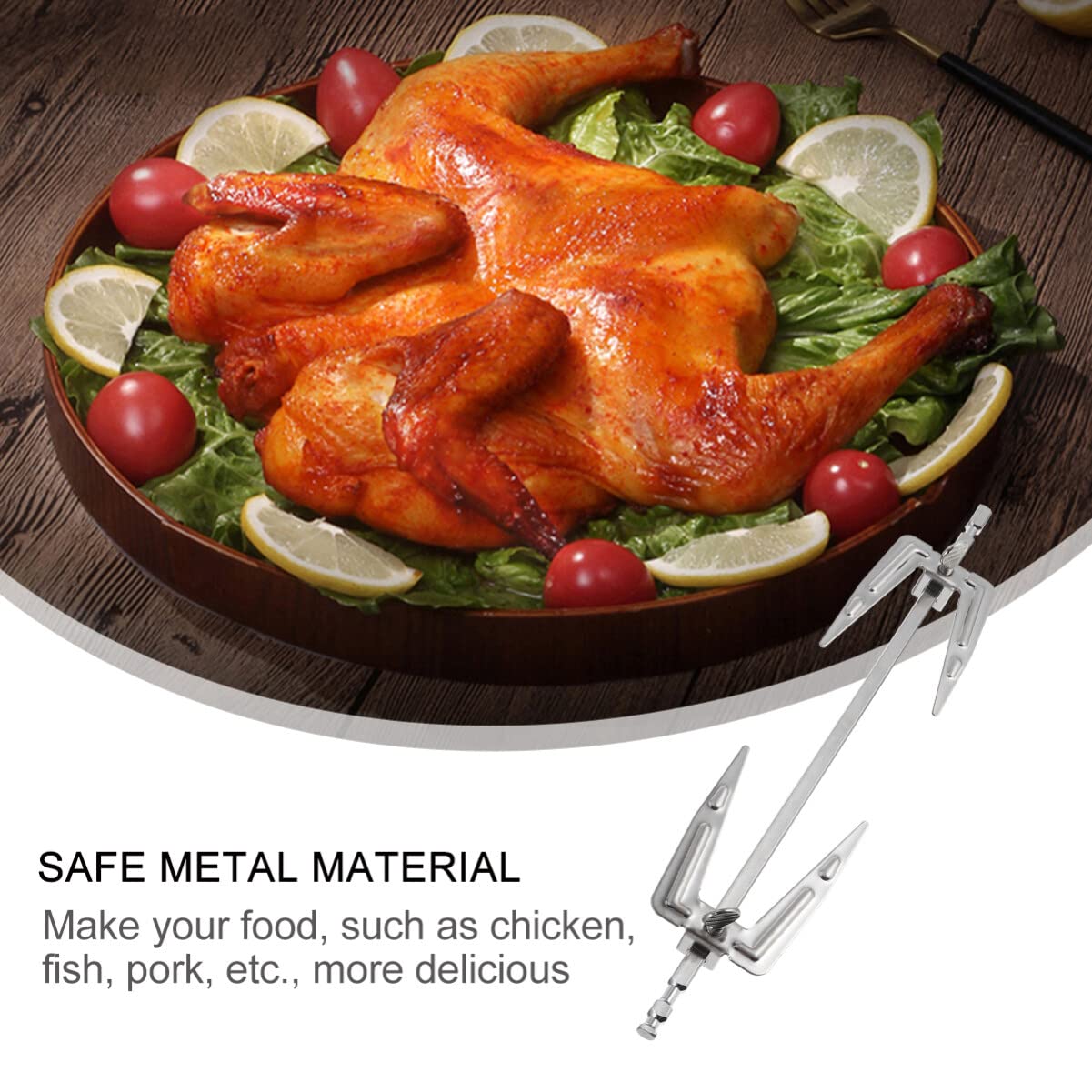 Stainless Steel Air Fryer Fork Set - Durable Rotisserie Spit Rod & BBQ Forks for Chicken, Meat - Perfect Kitchen & Camping Accessories - Ideal for Air Fryer, Grill, and Outdoor Cooking