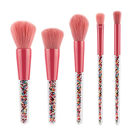 5PCS Transparent Makeup Brush Set with Candy Handle - Soft Bristles for Foundation, Blush & Eyeshadow - Perfect for Professional Makeup Artists & Beauty Enthusiasts