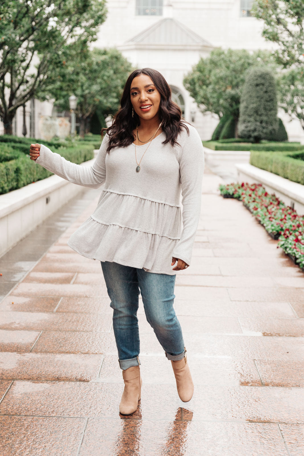 Stylish Gray Tiered Tops for Women | Trendy Layered Blouse | Perfect for Casual Outings, Office Wear & Date Nights
