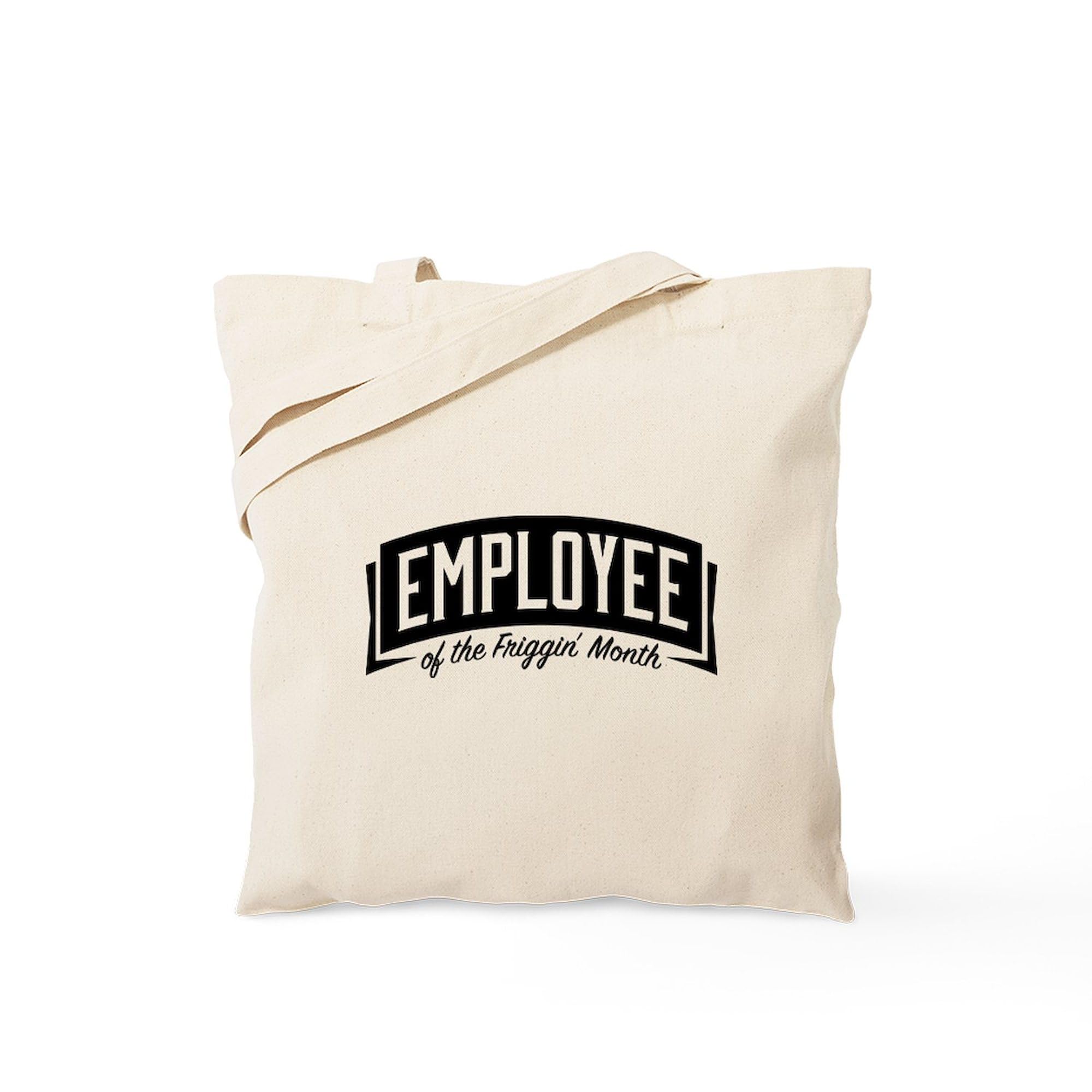 Employee Of The Month Tote Bag - Natural Canvas Reusable Grocery Shopping Bag - Perfect for Work Gifts, Office Appreciation & Eco-Friendly Errands