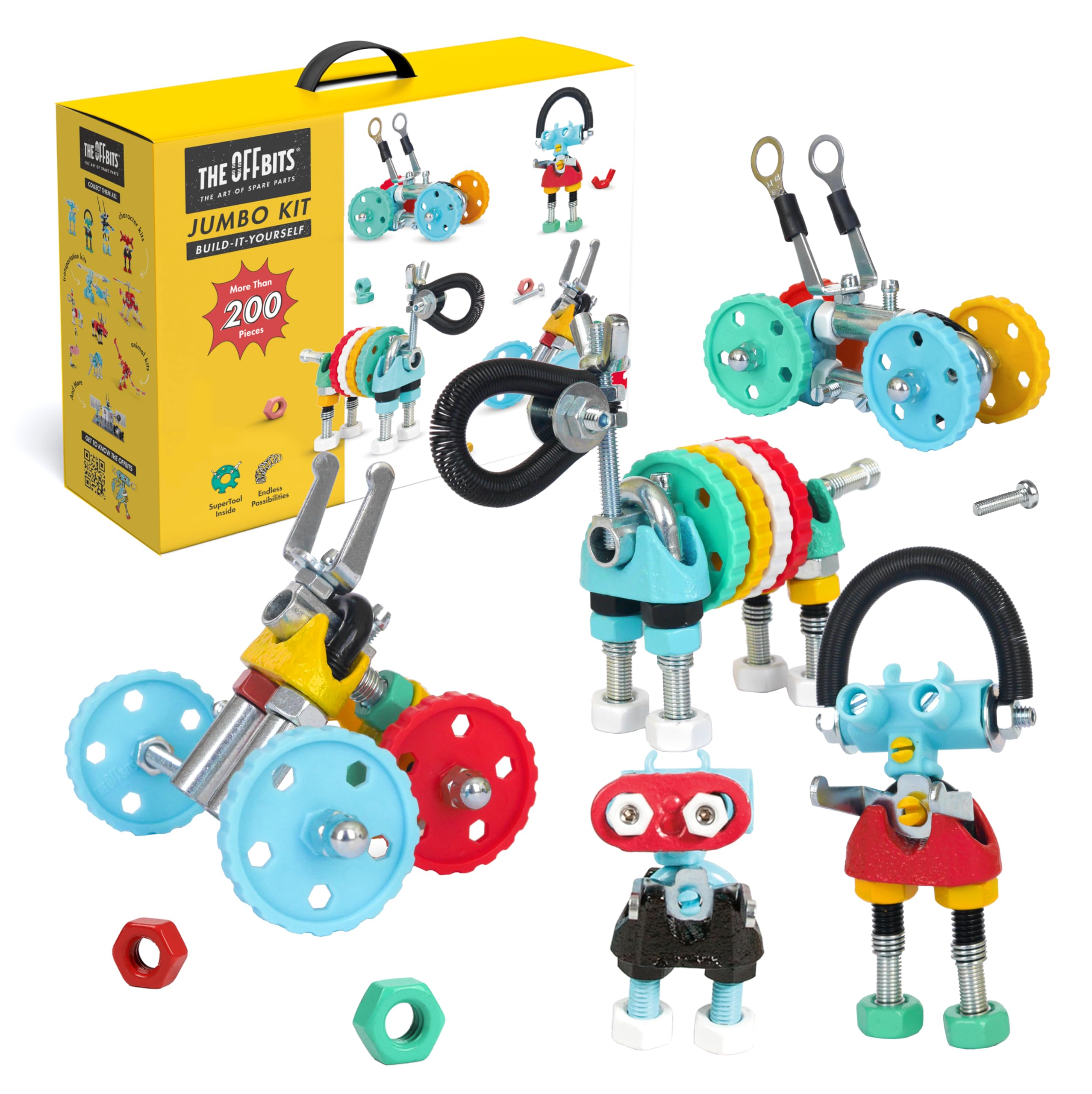 The Off Bits Jumbo Kit - DIY Robot Building Toy for Kids Ages 6-9+ | STEM Educational Classroom & Family Group Activity | Montessori Learning, Birthday & Easter Gift | Perfect for School Projects, Playdates & Creative Play
